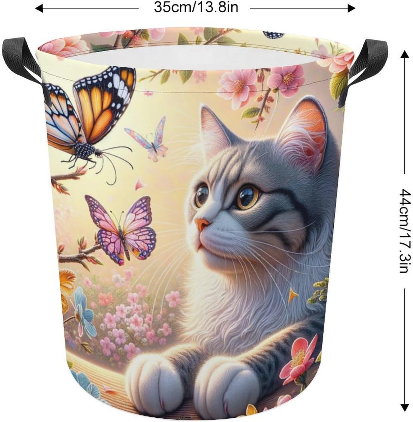 Meiko Cat Spring Butterfly Laundry Hamper Durable Water-Proof Storage Solution