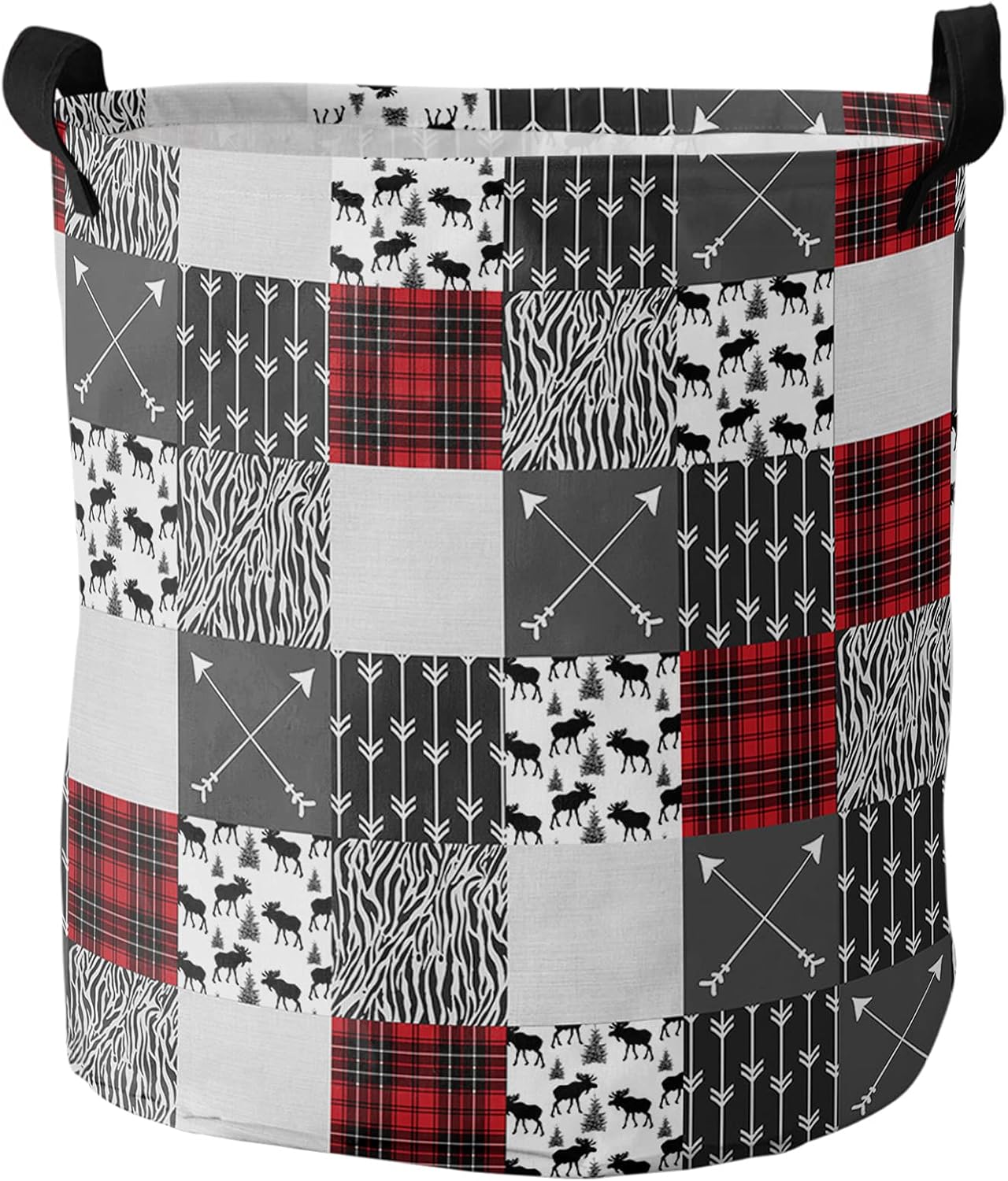 Red Black Buffalo Plaid Arrow ELK Large Laundry Basket