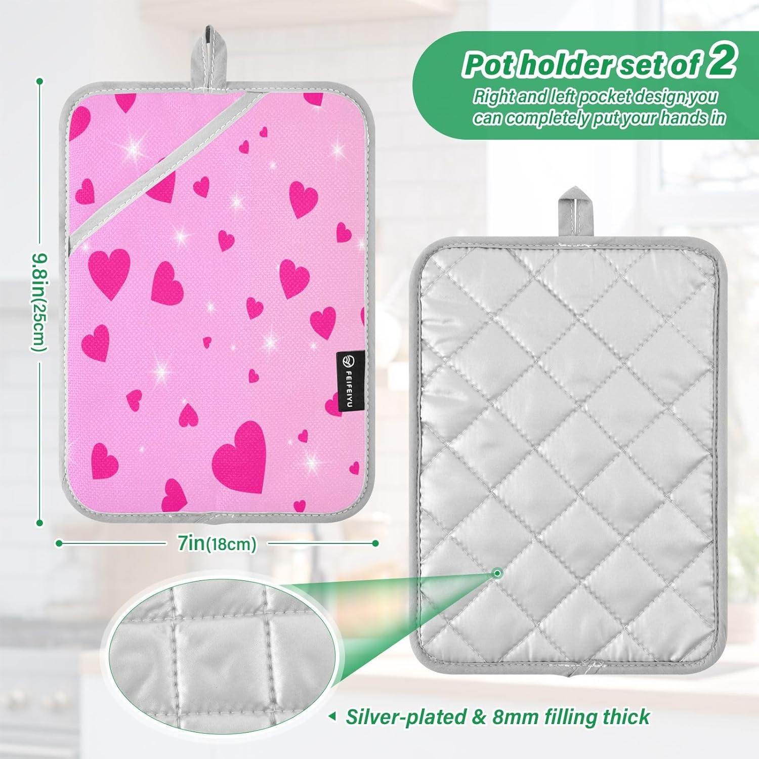 Perfect Heat-Resistant Pink Heart Potholders for Kitchen Use