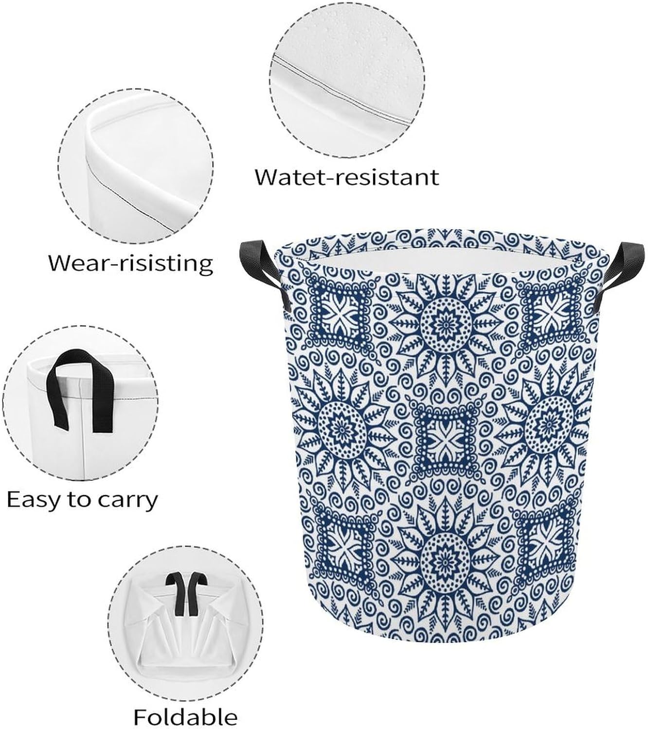 MEIKKO Blue Ethnic Vintage Laundry Hamper