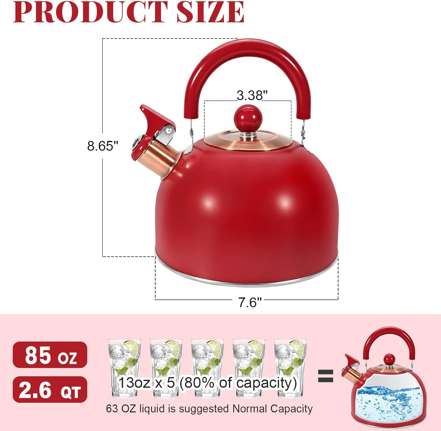 LARGE CAPACITY 85OZ26QT STEMLESS STEAK KETTLE