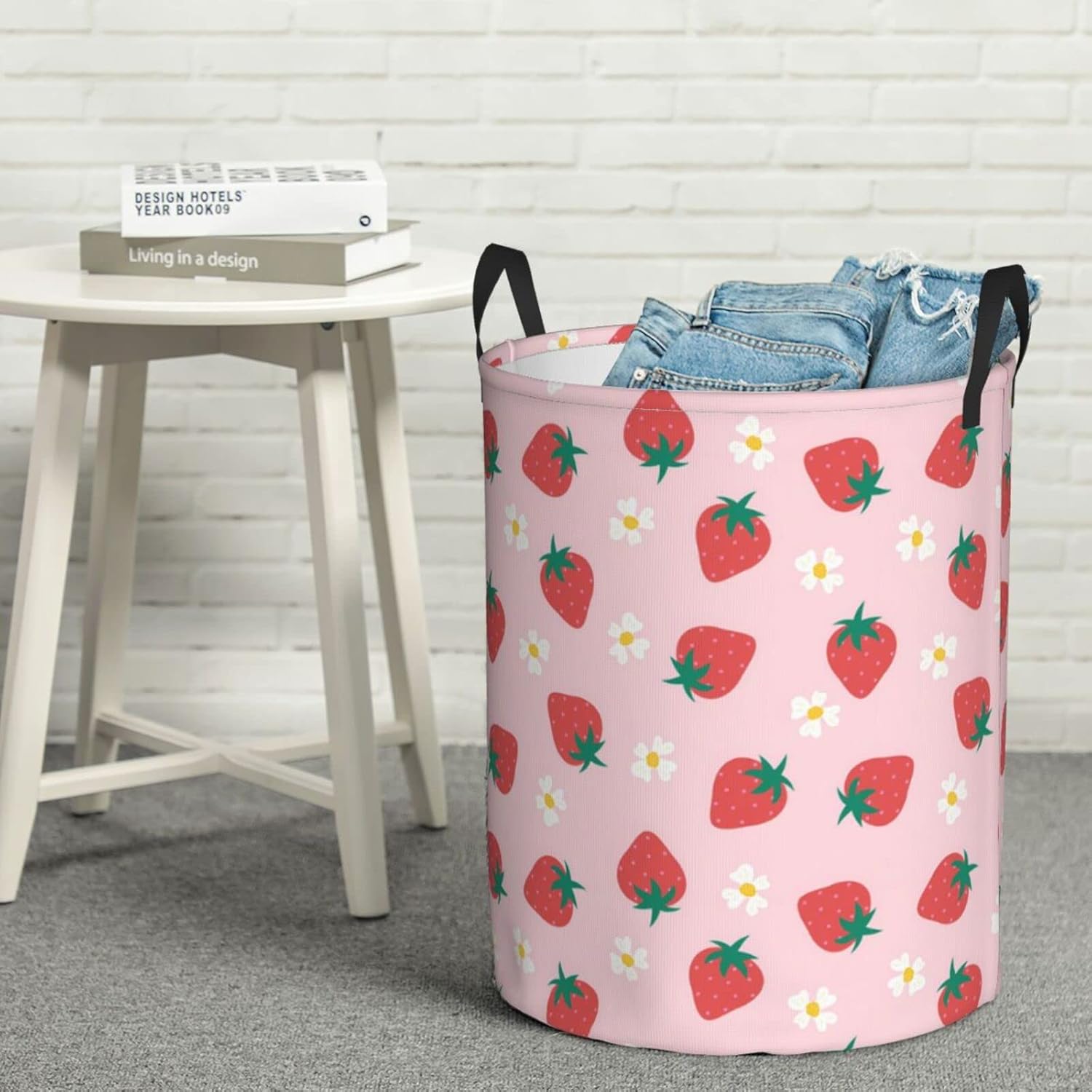 Strawberry Collapsible Laundry Hamper - Easy to Carry Storage Solution