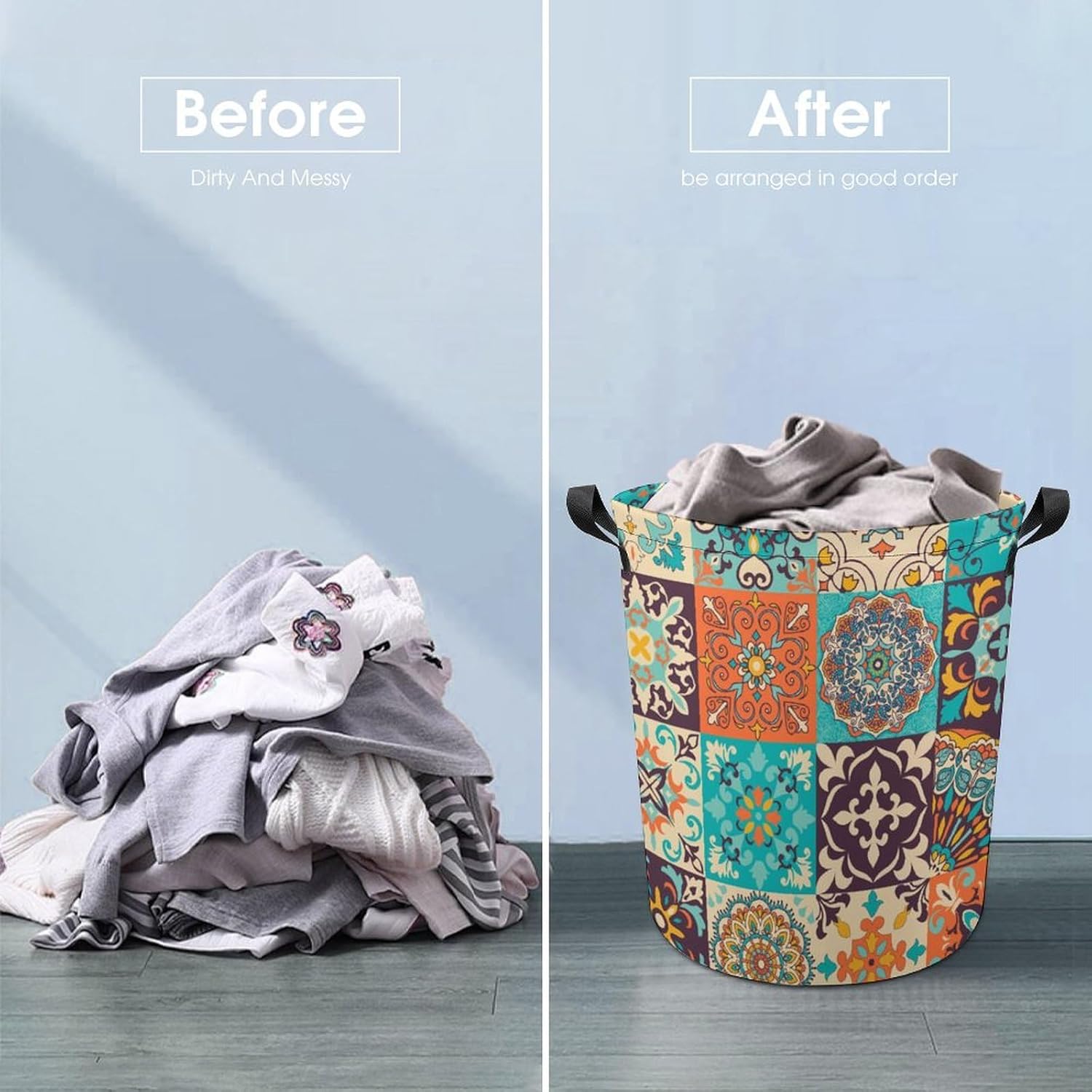 MEIKKO Patchwork Boho Vintage Laundry Basket