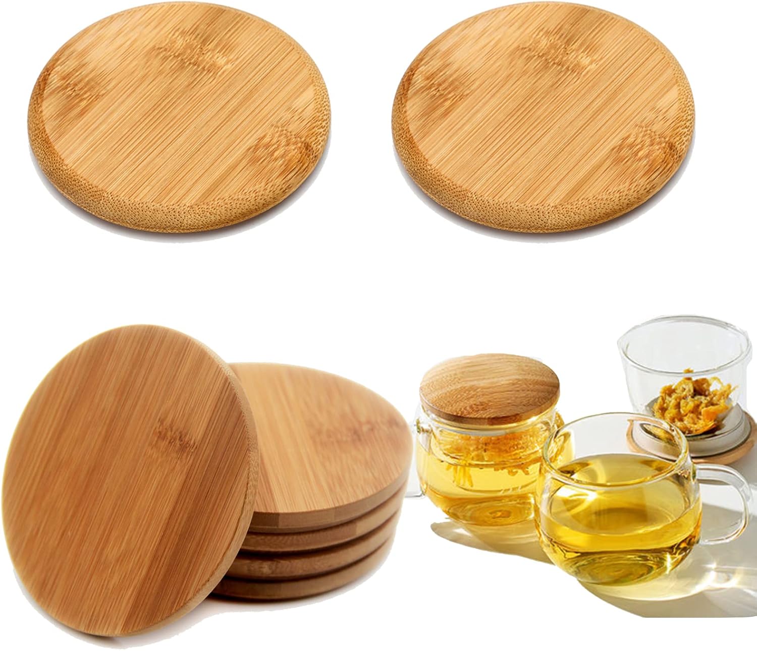 BEIJIALY Reusable Bamboo Jar Lids Eco-Friendly Gift-Ready
