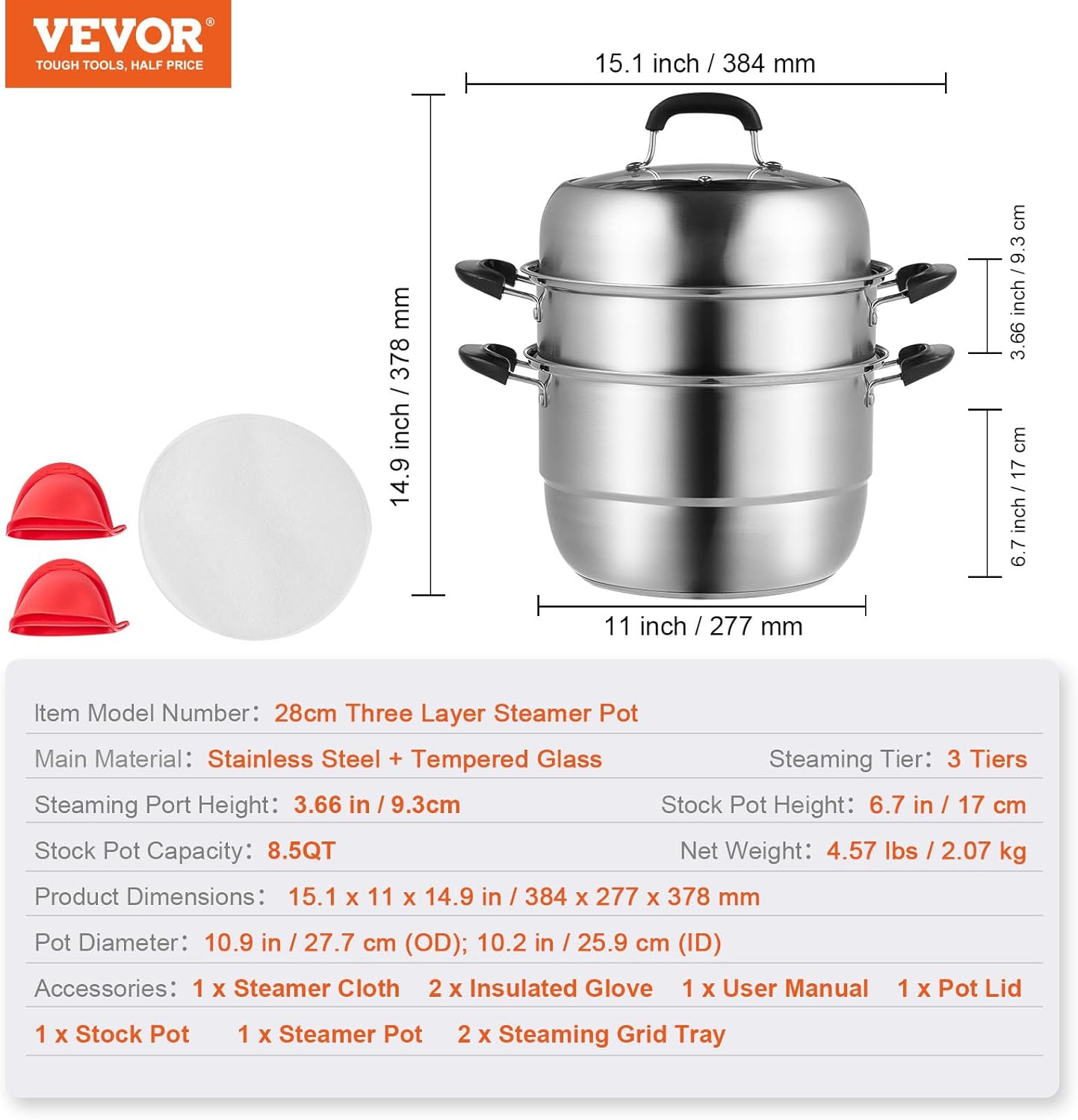 3-Tier STEamer Pot Set for Cooking
