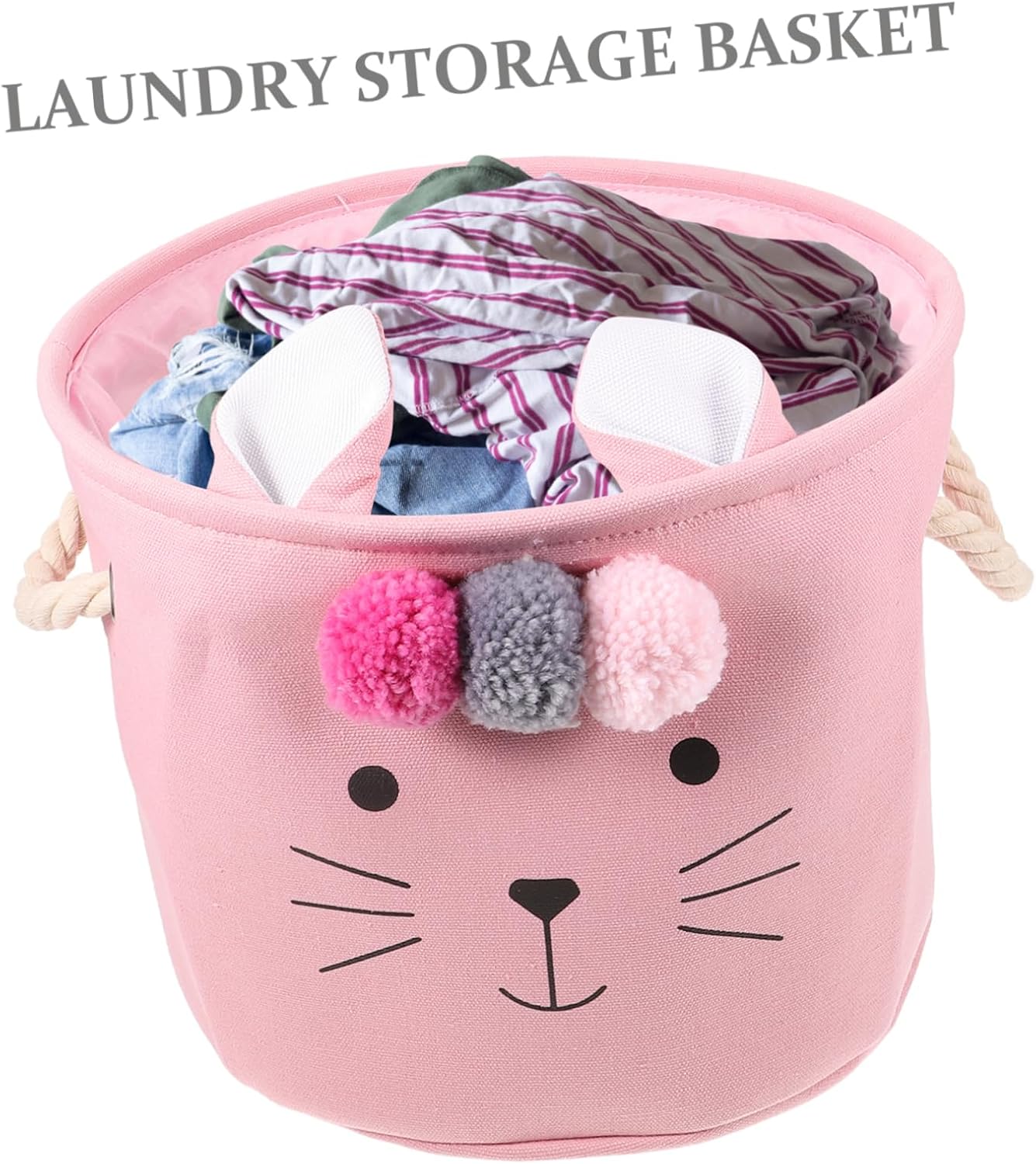 Yardenfun Baby Laundry Hamper with Handle Collapsible Storage Basket for Nursery