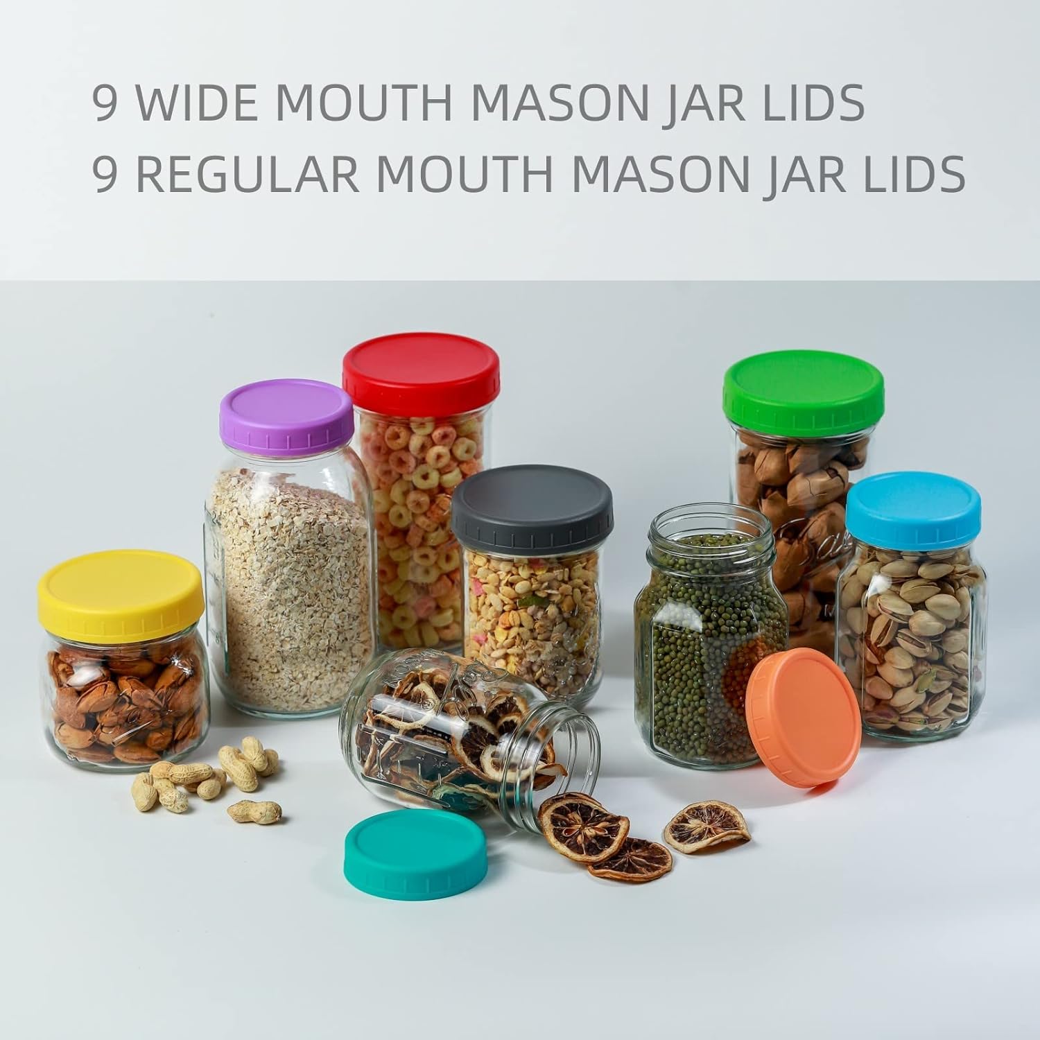 18 Pack Orange Plastic Mason Jar Lids with Silicone Rings