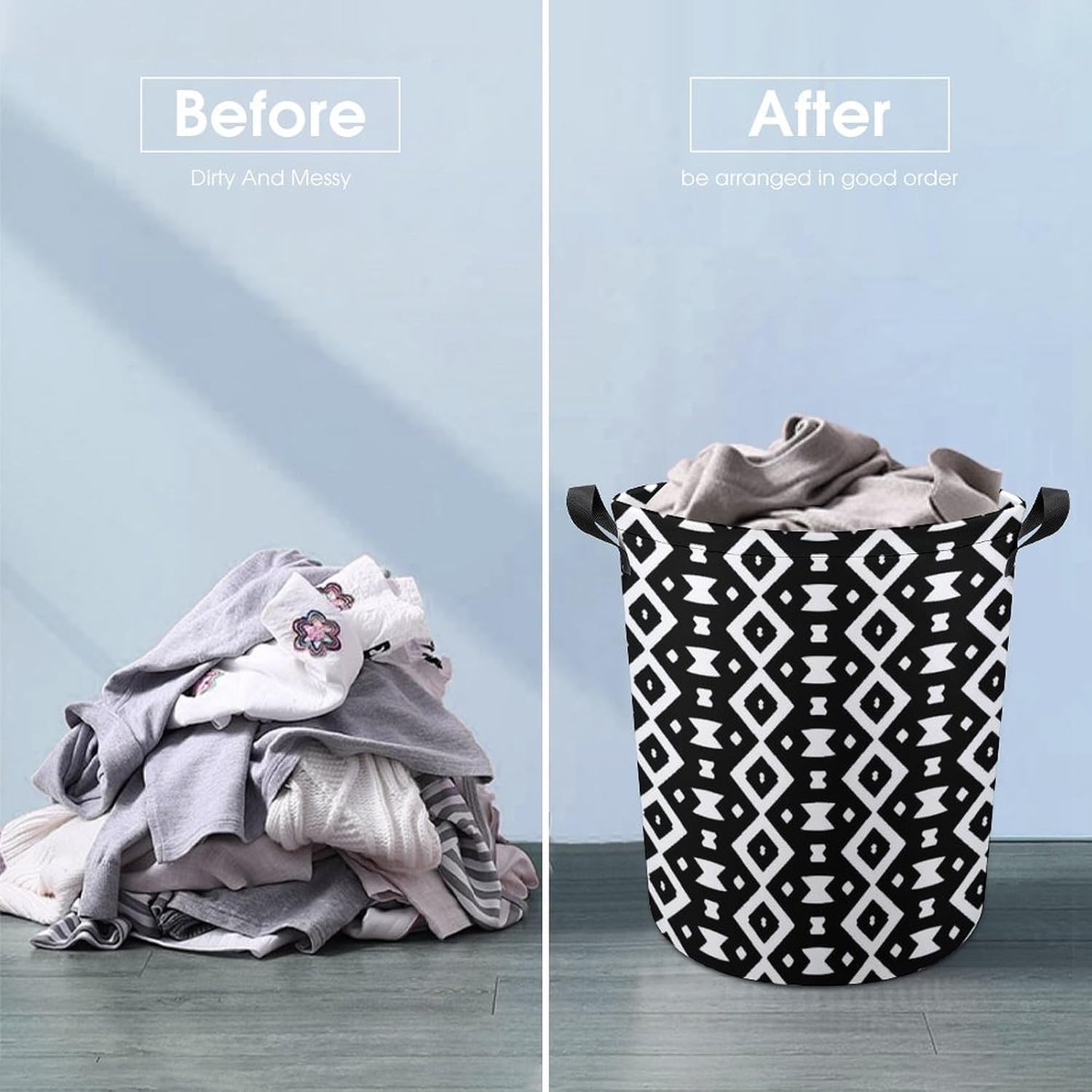 Monochrome Pattern Laundry Baskets Multi-functional Storage for Home Travel College