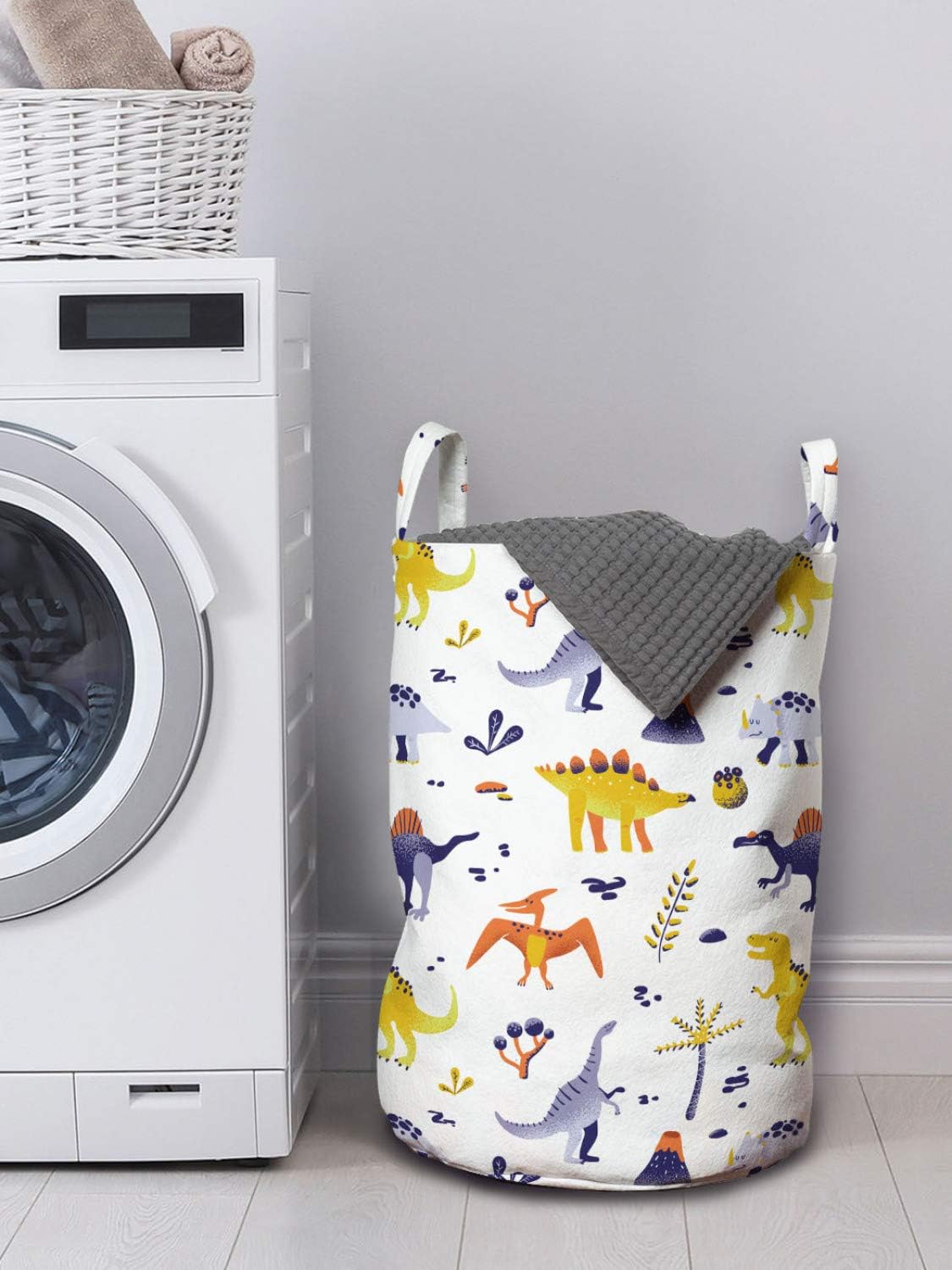 Dinosaur-Themed Laundry Bag by Ambesonne