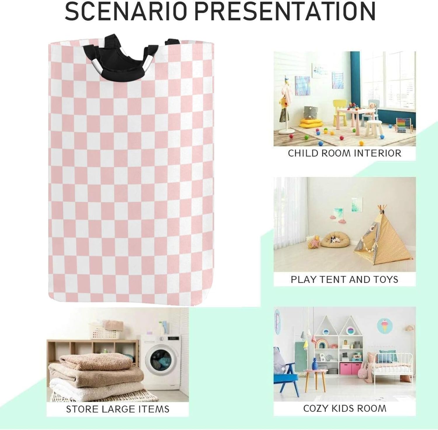 Stylish Pink Checkered Organizer Basket for Kids