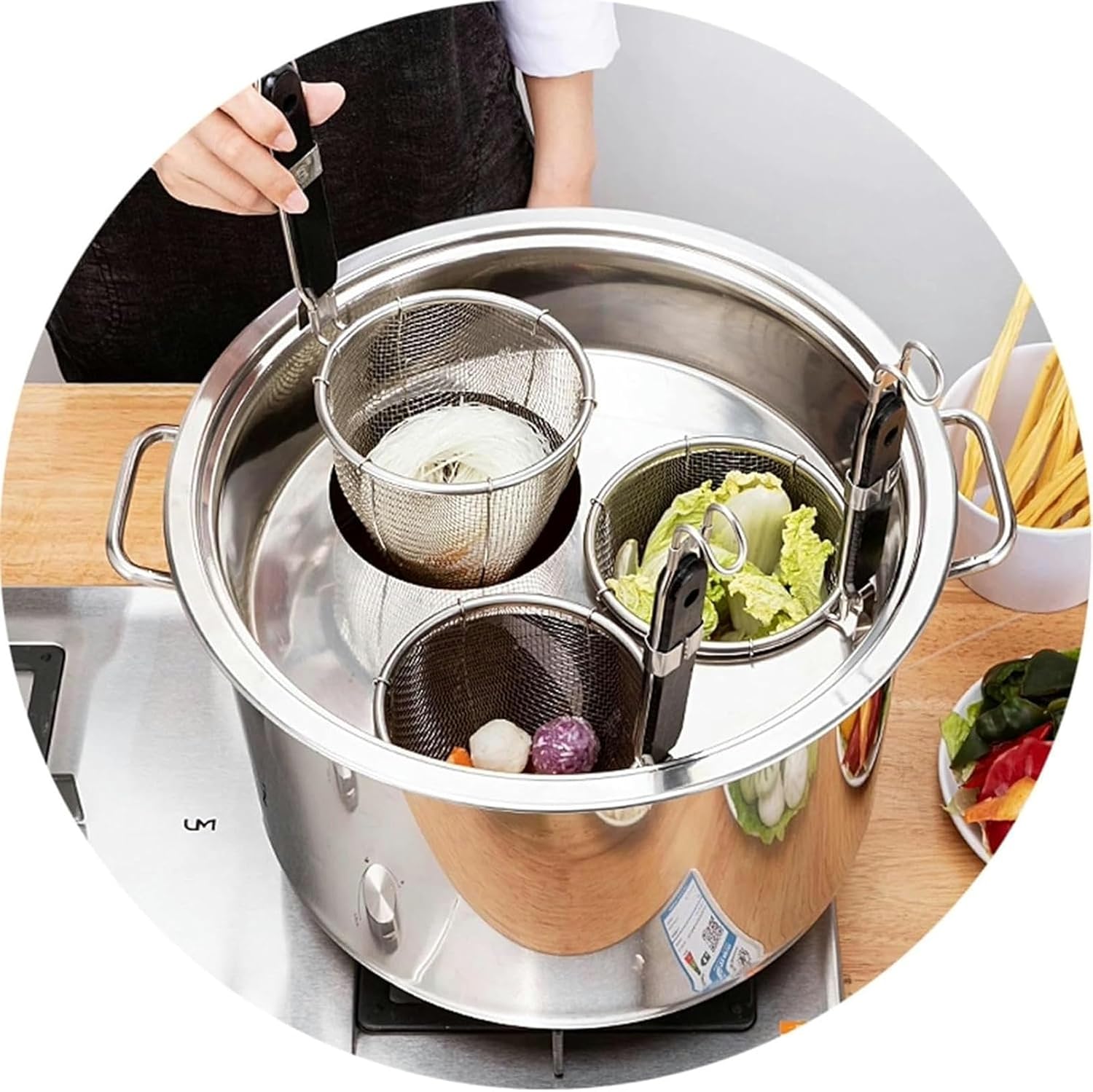 Wzglod 3 4 5 Hole Pasta Pot with Colander