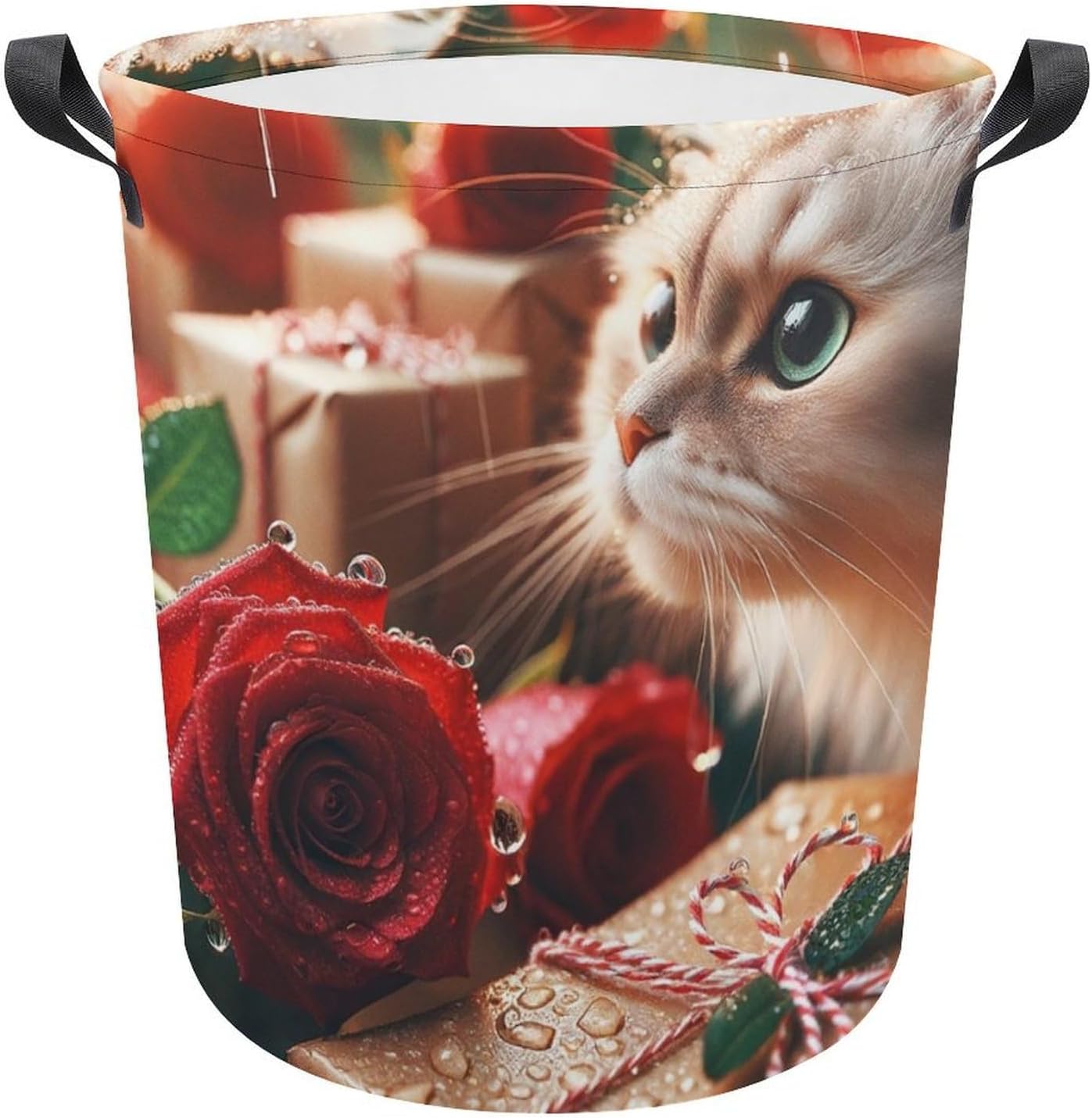 Raindrops Roses Collapsible Cat Laundry Basket