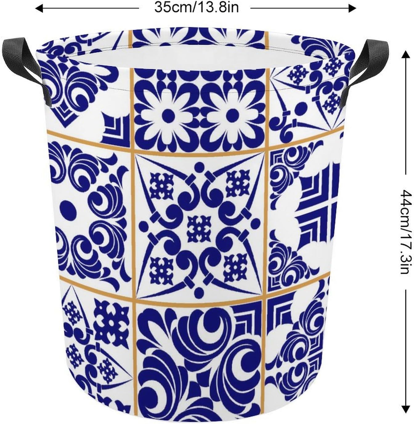 Blue Patchwork Tile Laundry Basket