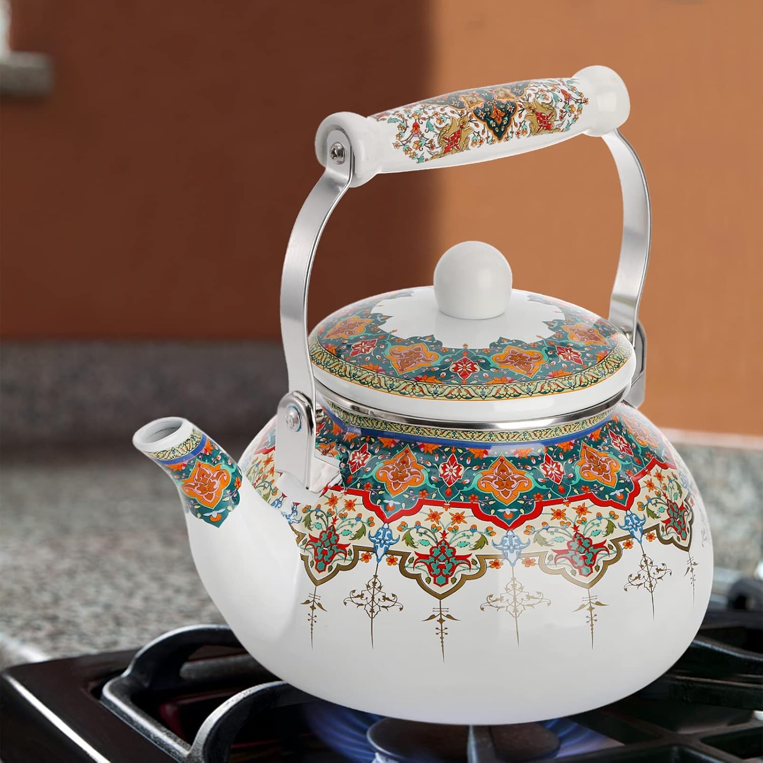 ZOOFOX 26 Quart Ceramic Tea Kettle Heat-Resistant Handle Stylish Design