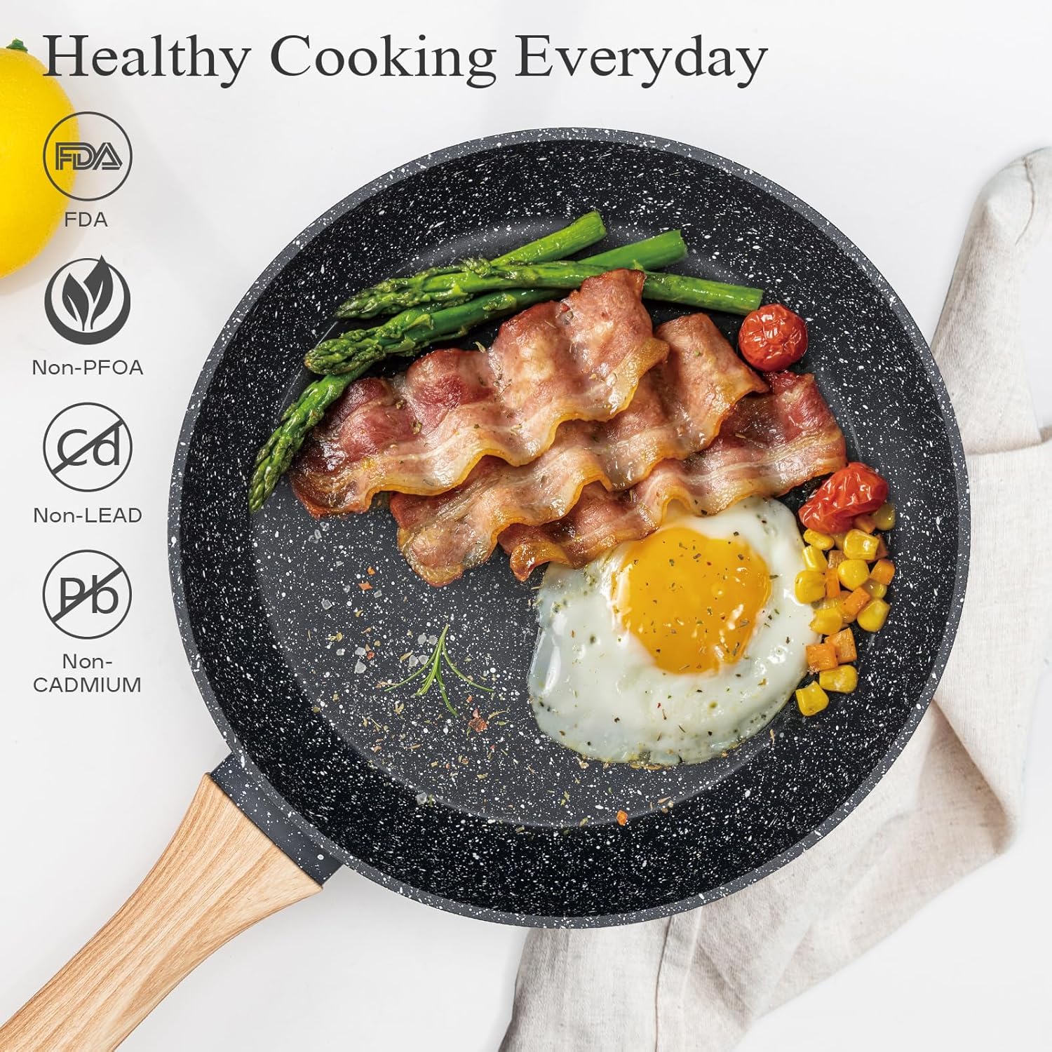 SODAY 12 Pcs Nonstick Cookware Set - Induction Safe Prevents Leaching Healthyeating Kitchen Crate