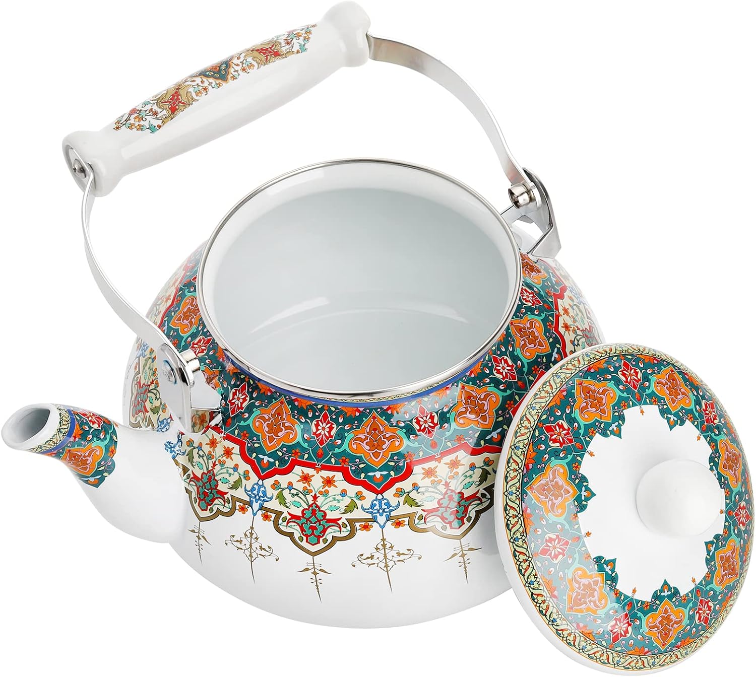 ZOOFOX 26 Quart Ceramic Tea Kettle Heat-Resistant Handle Stylish Design