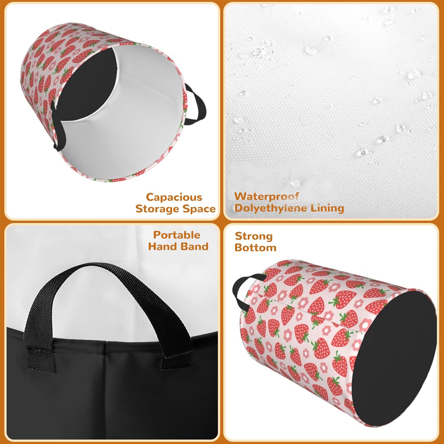 Pink Strawberry Large Storage Basket