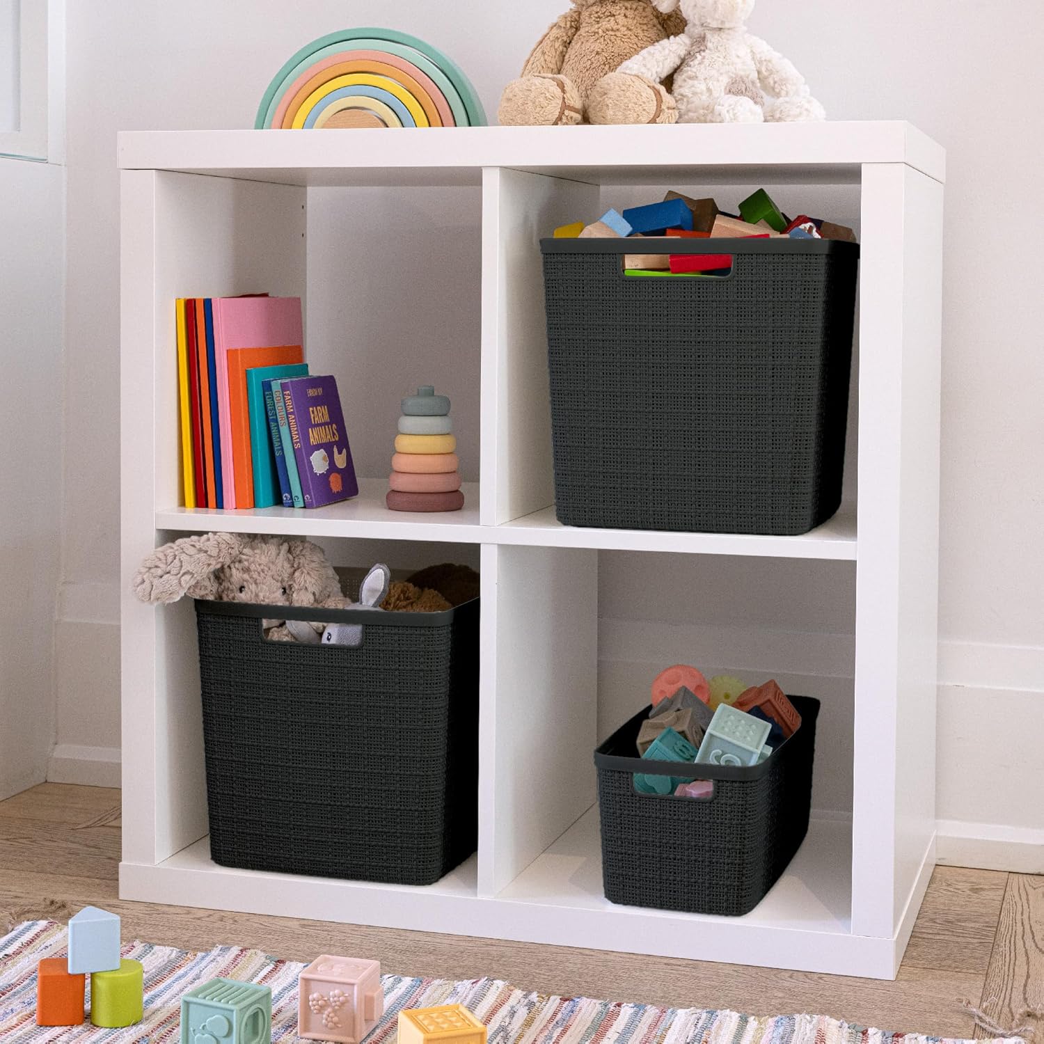 Curver Jute Plastic Cube Storage Organizer