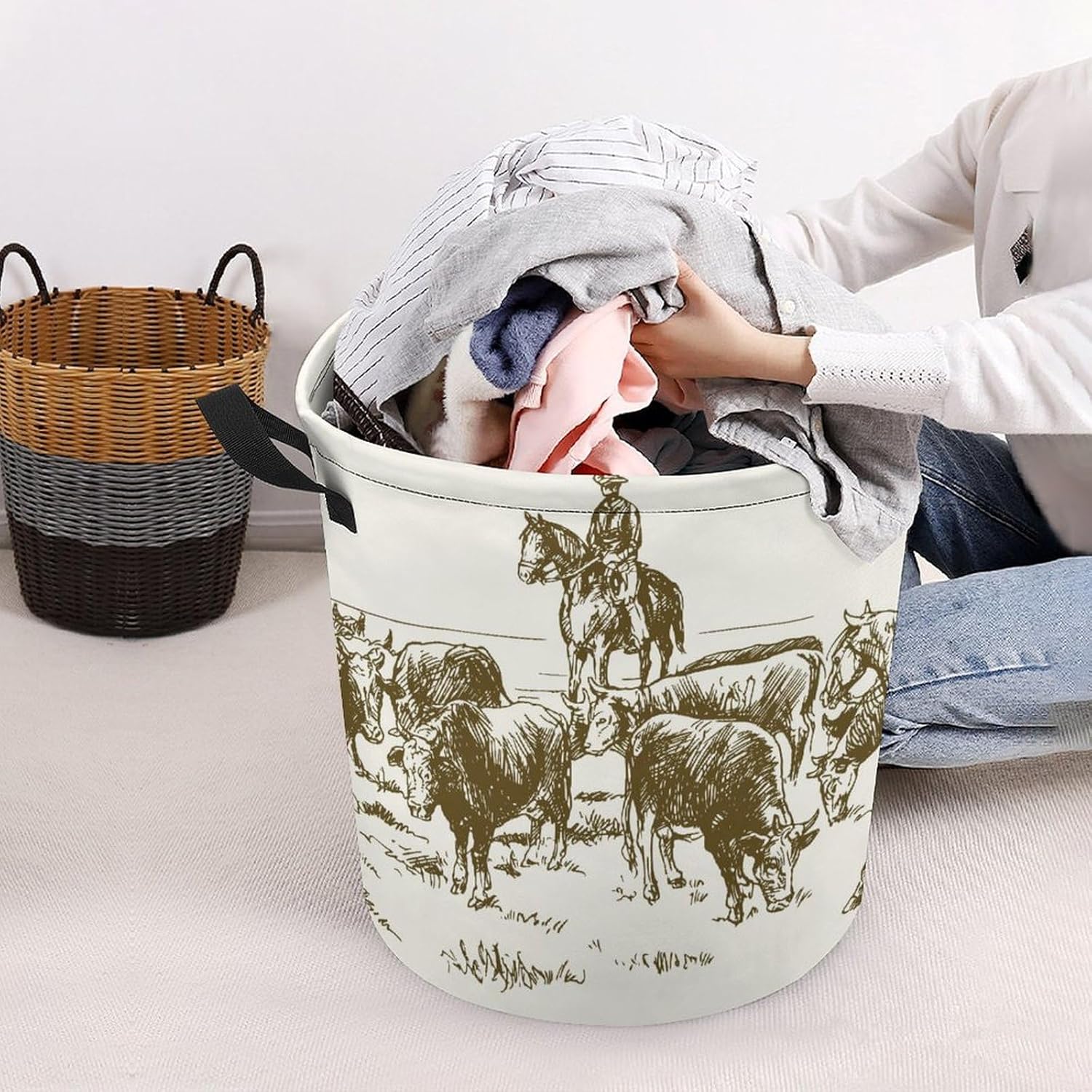 MEIKKO Cattle Drive Cowboys Laundry Hamper