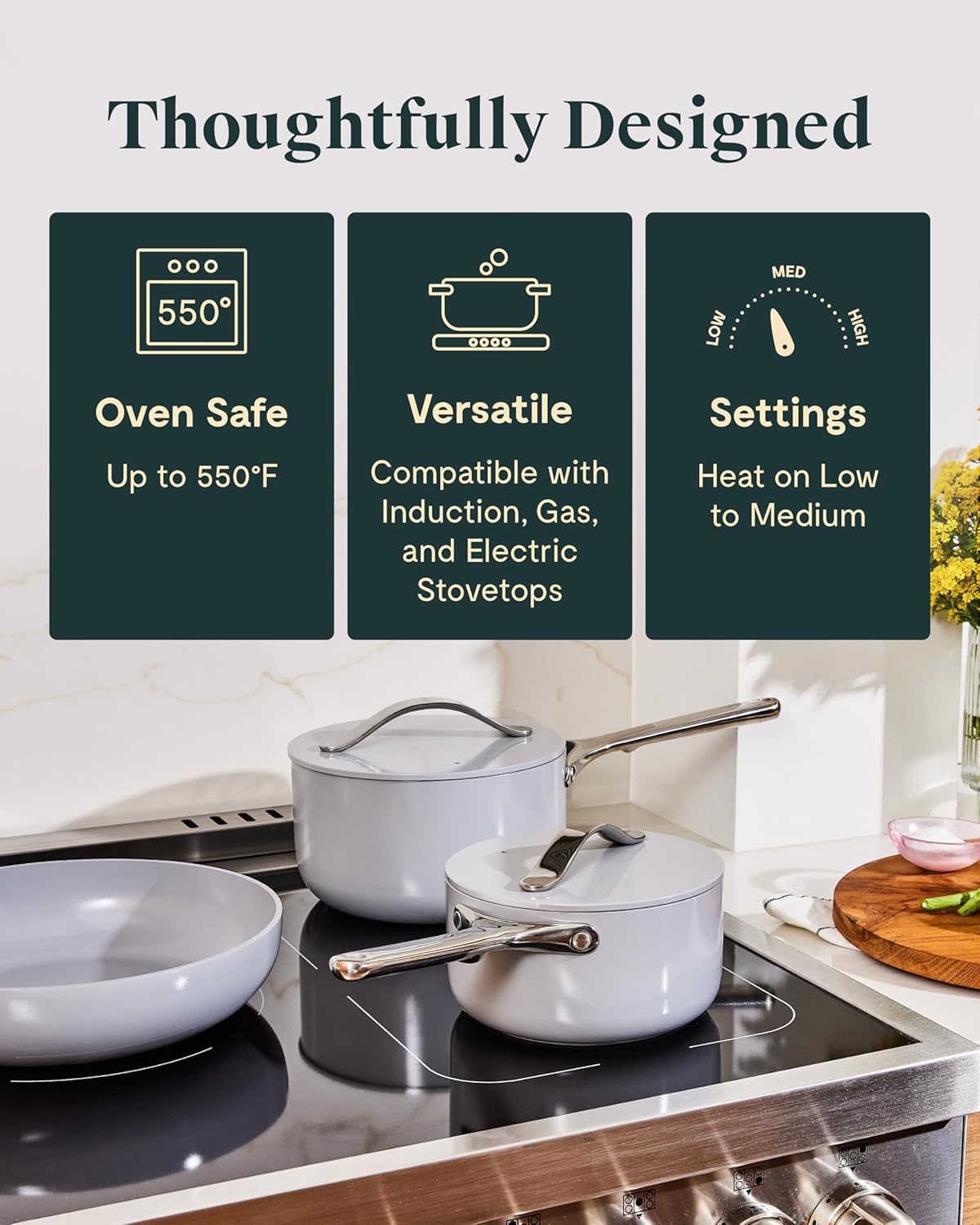 Caraway Nonstick Ceramic Cookware Set 12-Piece Oven Safe Compatible with All Stovetops