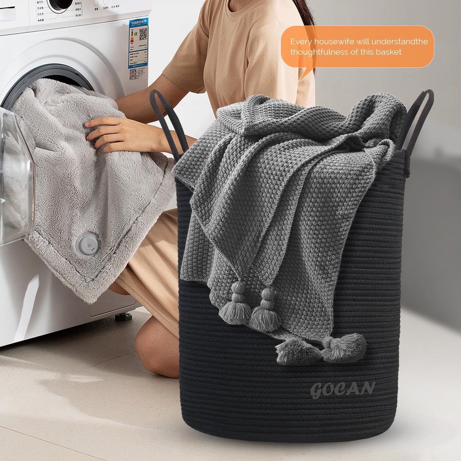 GOCANSturdy Foldable Storage Basket for Laundry Decorative Use