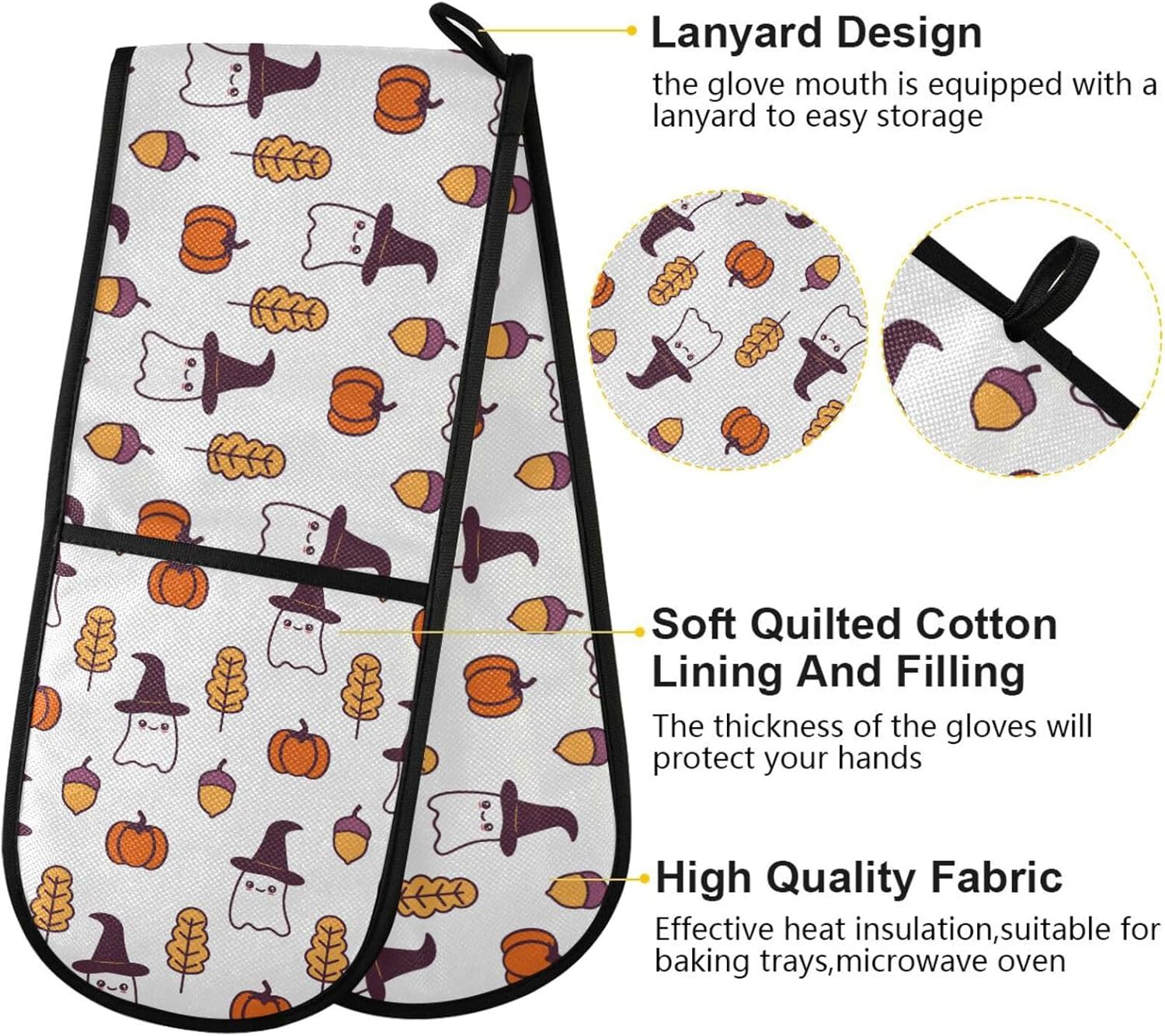 Susiyo Double Oven Mitts Heat-Resistant Potholder for Kitchen BBQ Microwave Use