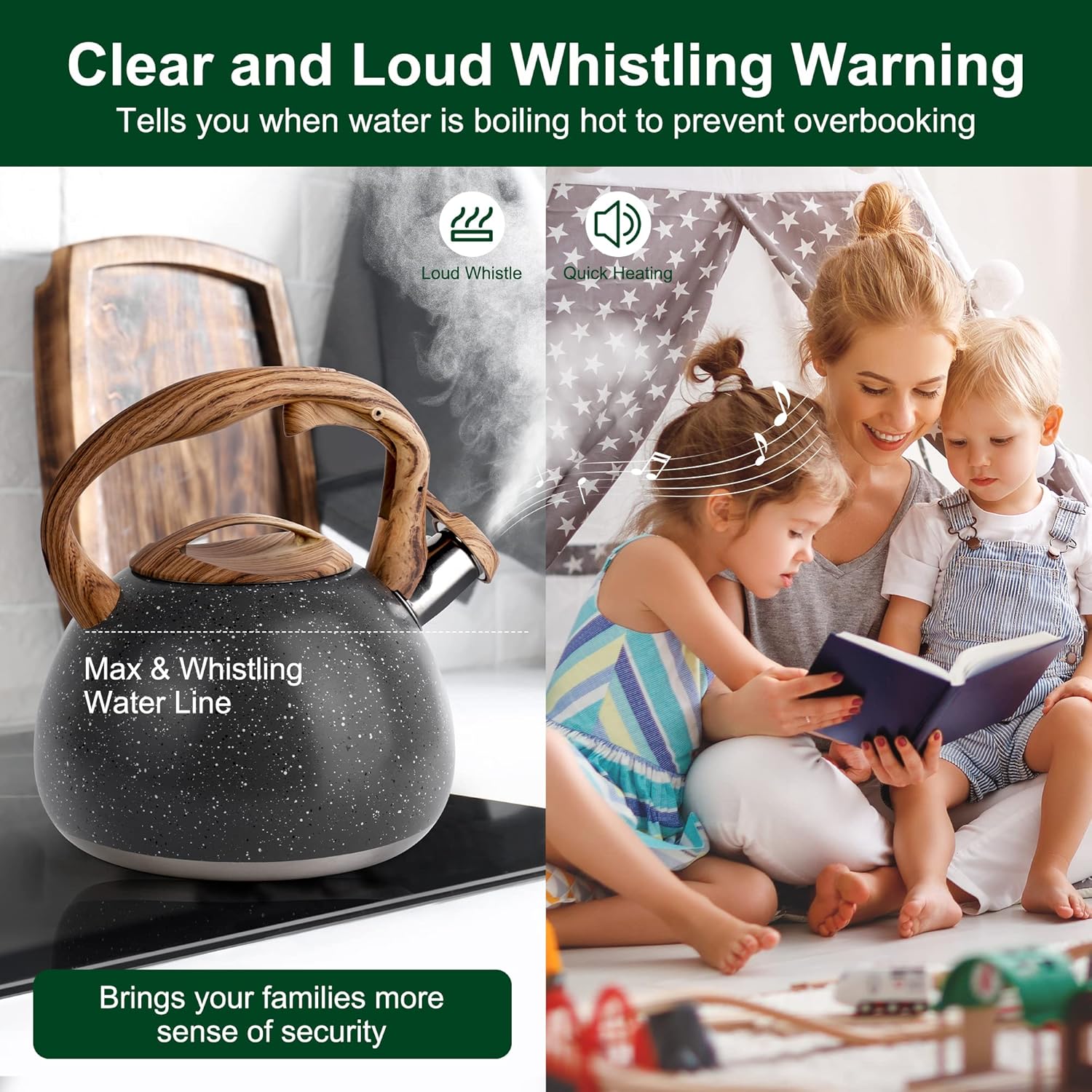 Greenual 32 Quart Loud Whistling Tea Kettle