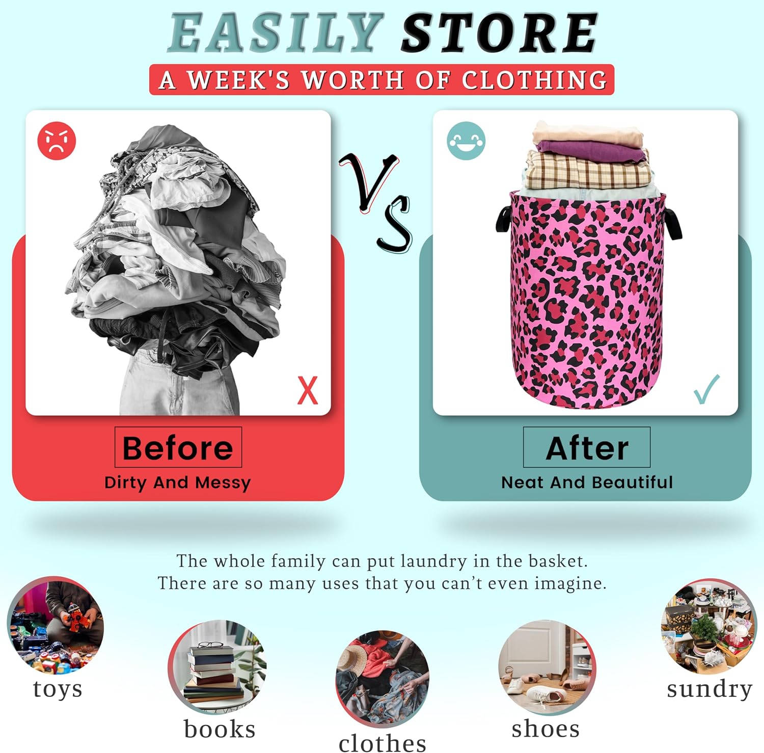 Pink Leopard Print Laundry Hamper