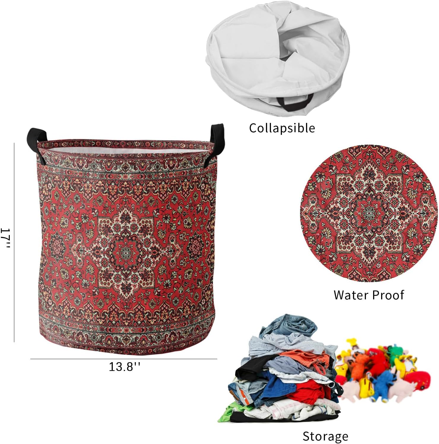 Abstract Red Collapsible Laundry Basket