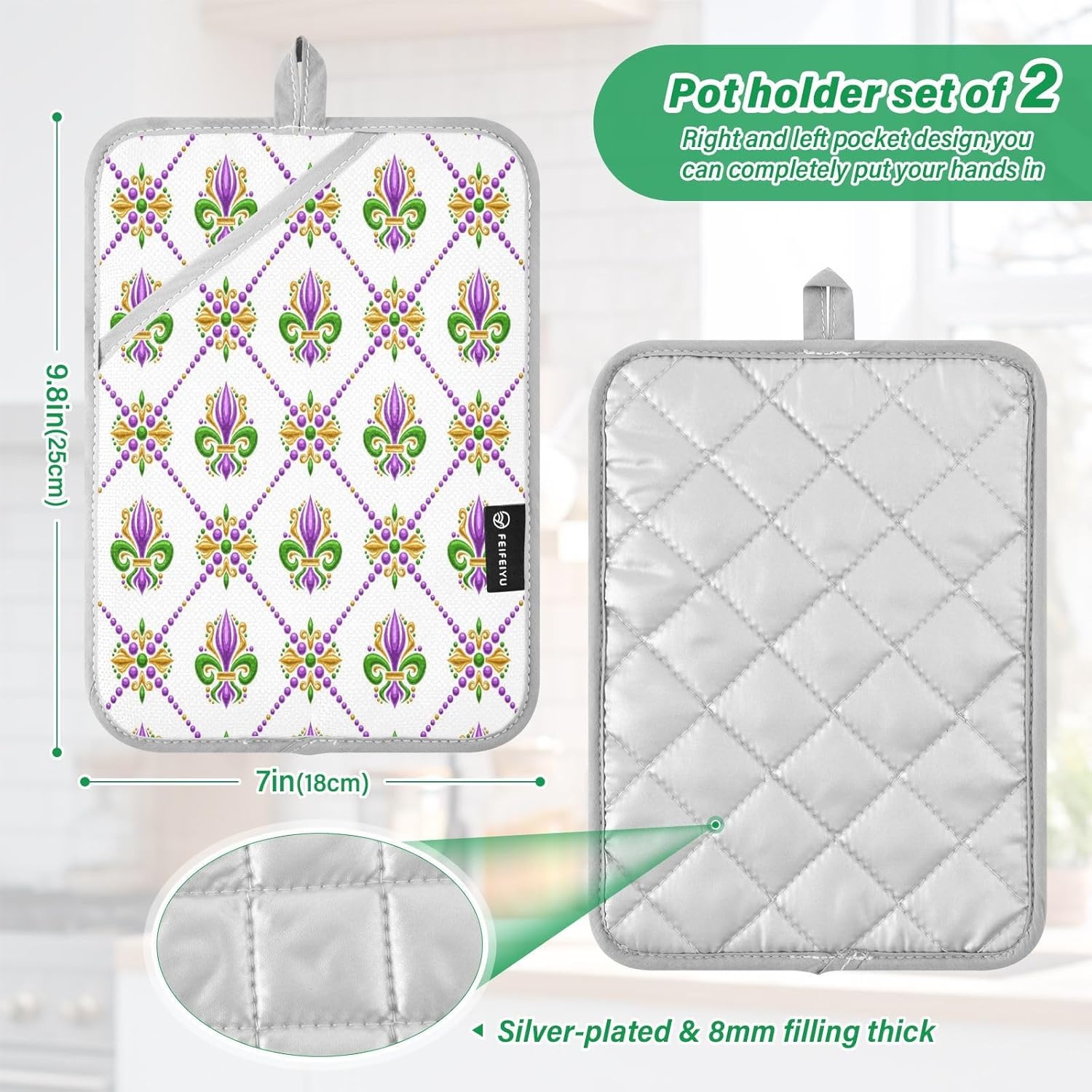 KCLDECI Heat-Resistant Oven Mitt Set 2 for Baking Cooking