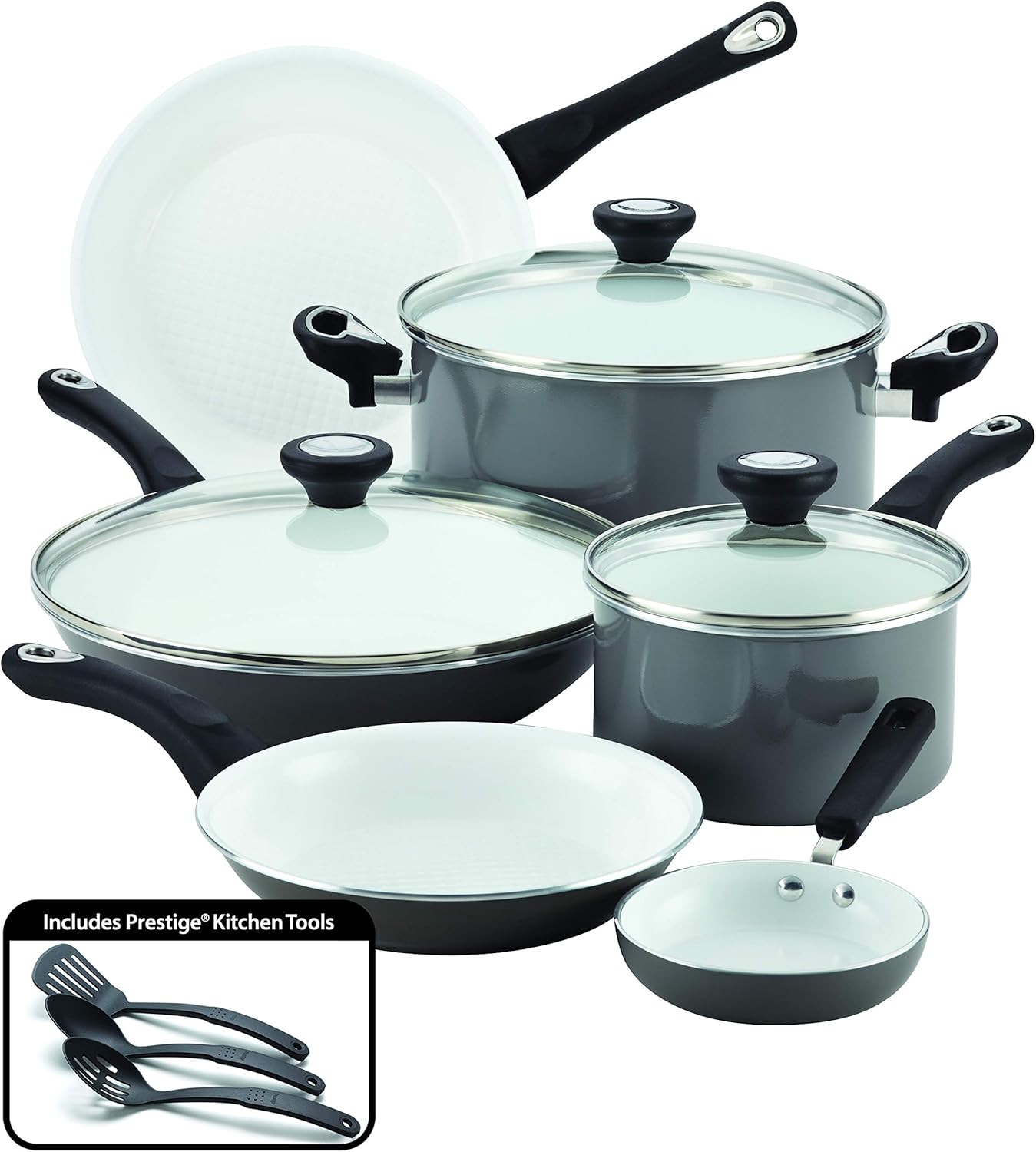 Sturdy Nonstick Cookware Set - 12-Piece Aluminum Ceramic Pots Pans