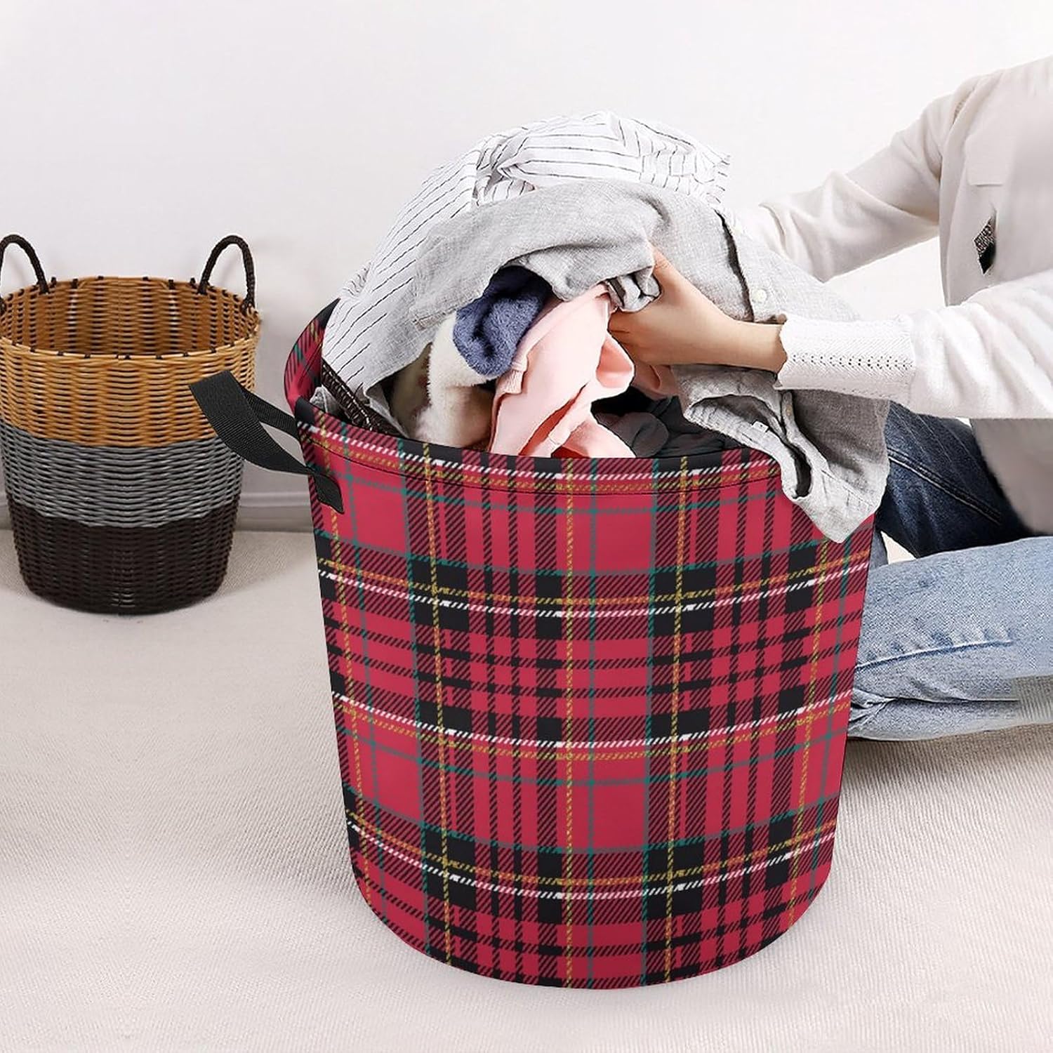 MEIKKO Christmas Plaid Storage Hamper