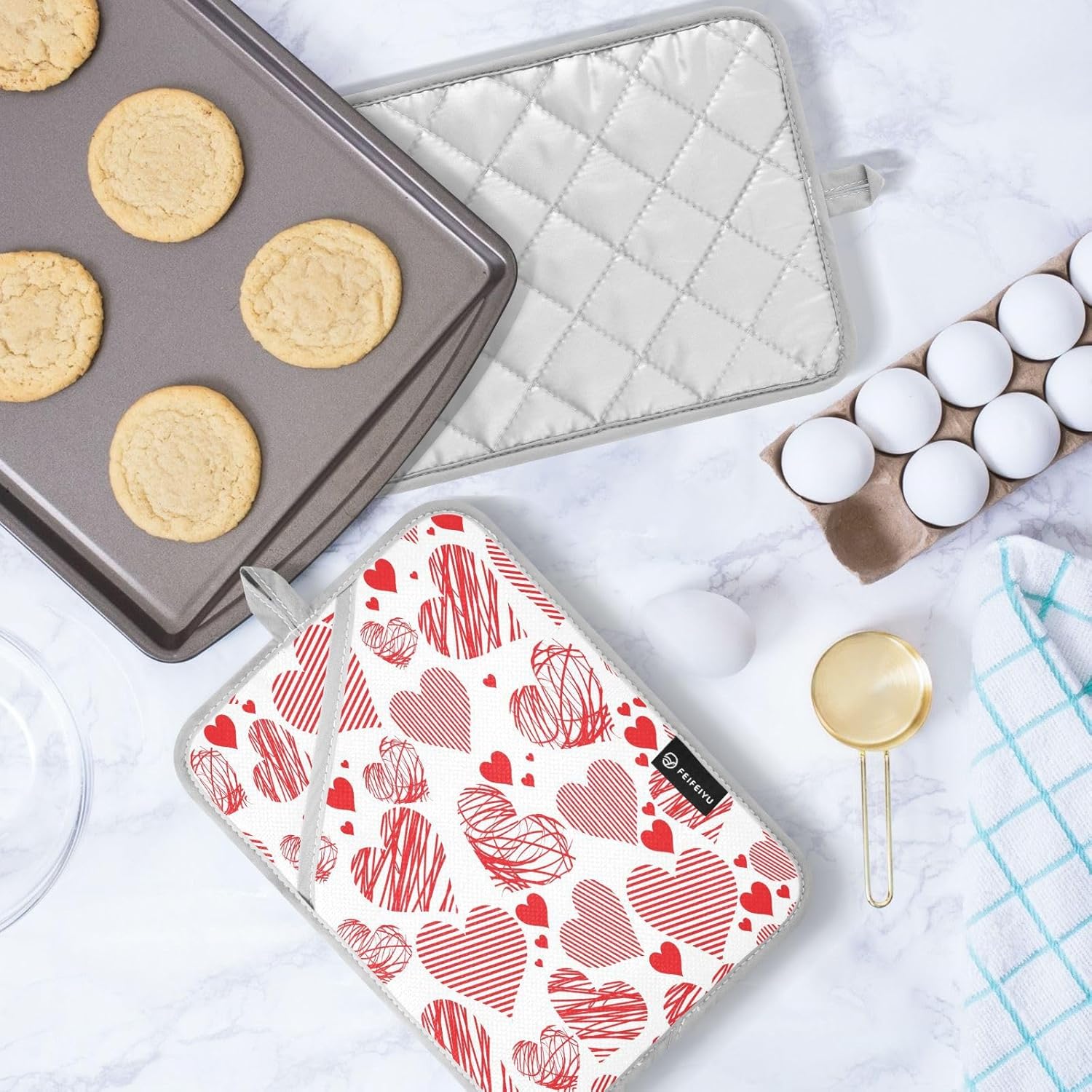 Kcldeci Heart-PEACTION Pot Holder Set