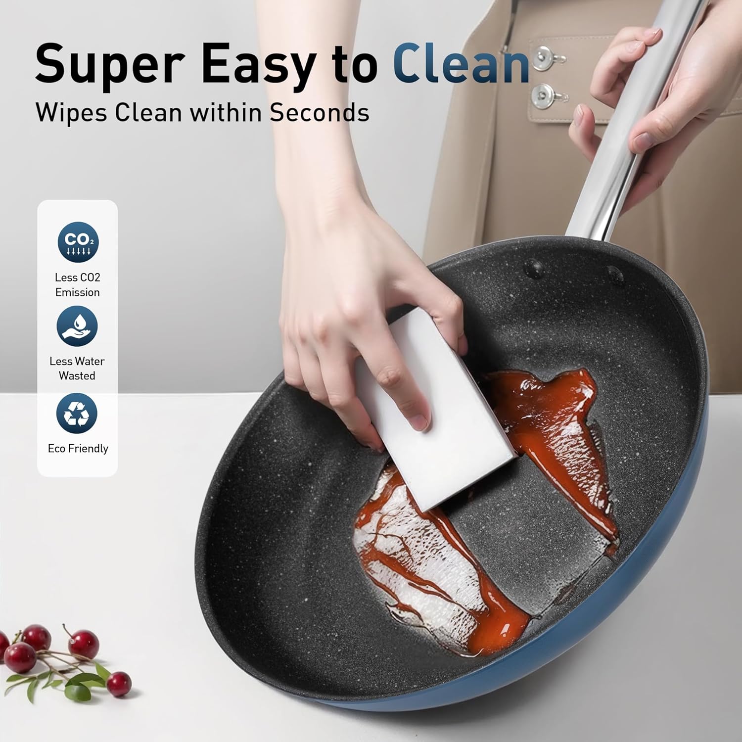 MAISON ARTS 3-Piece Frying Pan Set with Indicates Coating and Silicone Lid