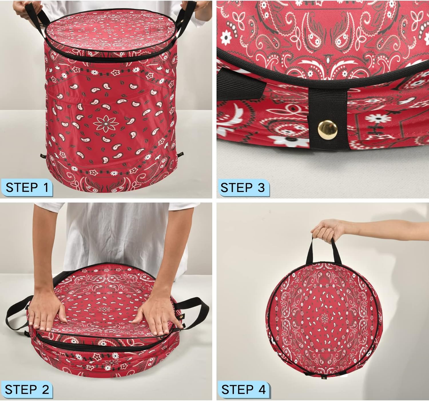 PoeticCity Red Bandana Laundry Hamper