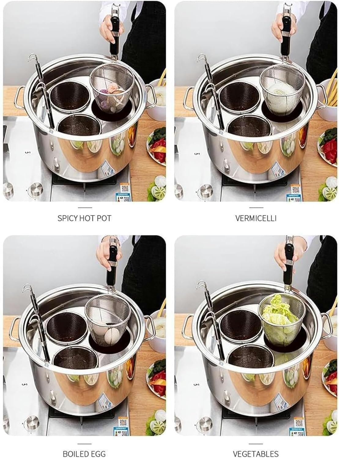 Attrexx 5-Hole Stainless Steel Pasta Cooker Set with Strainer Basket