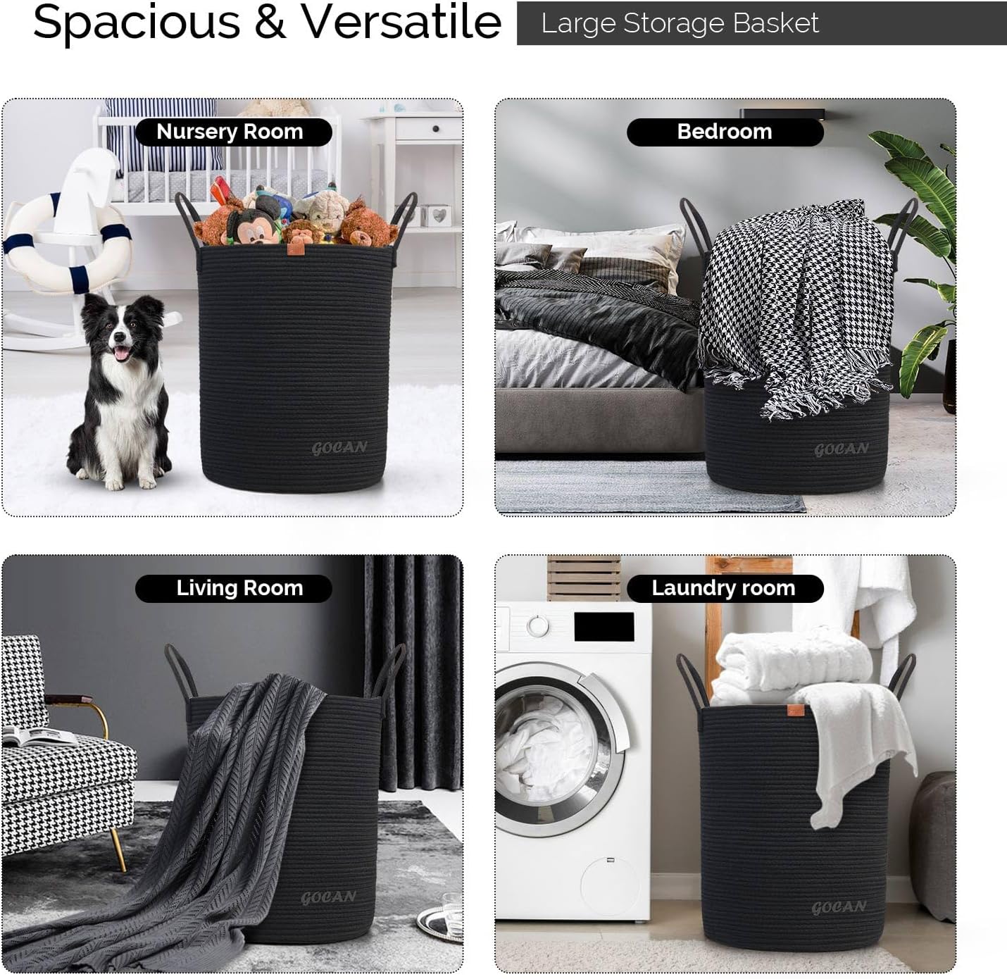GOCANSturdy Foldable Storage Basket for Laundry Decorative Use