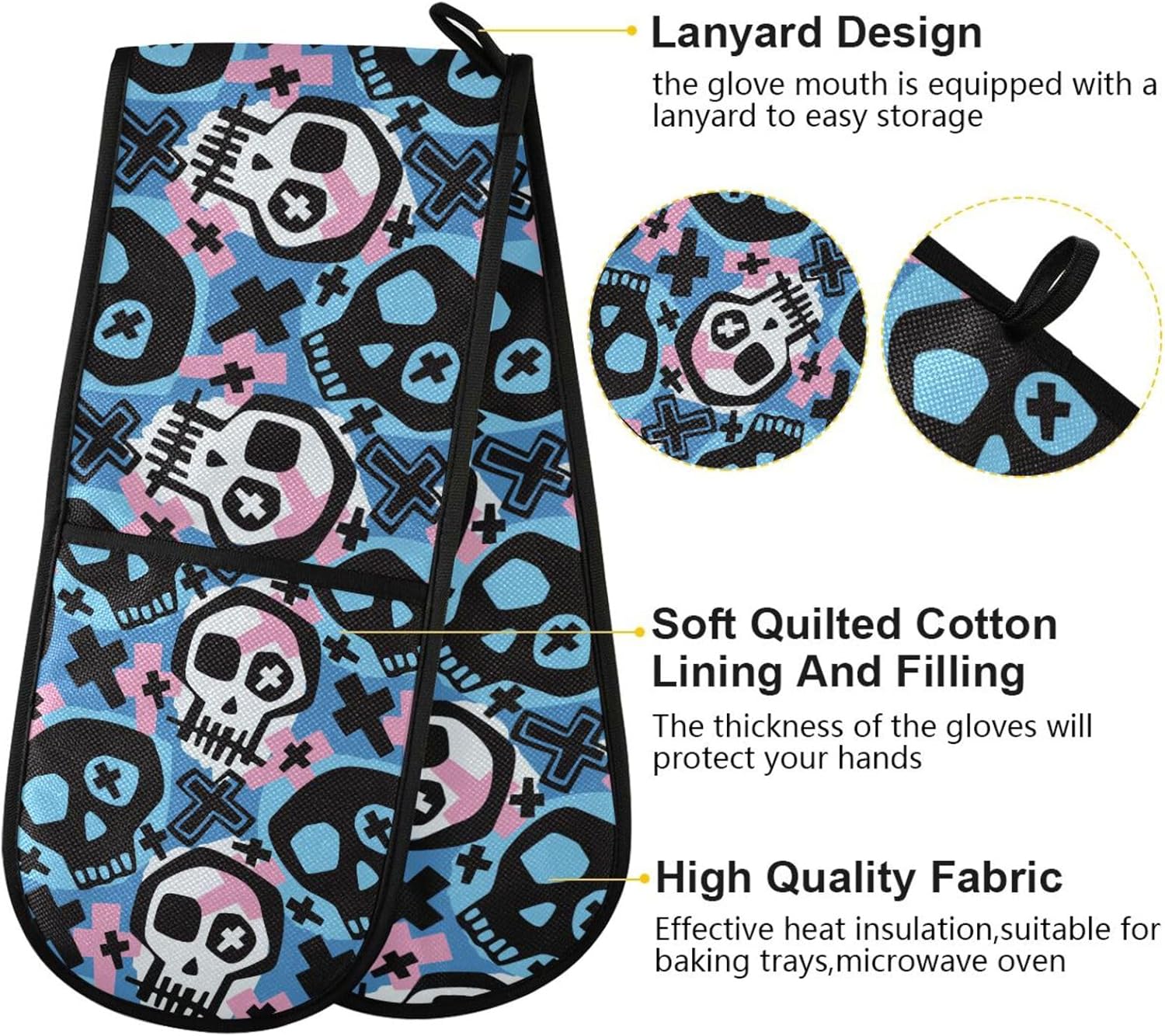 Perfect Protection Funky Skull Halloween Double Oven Mitts