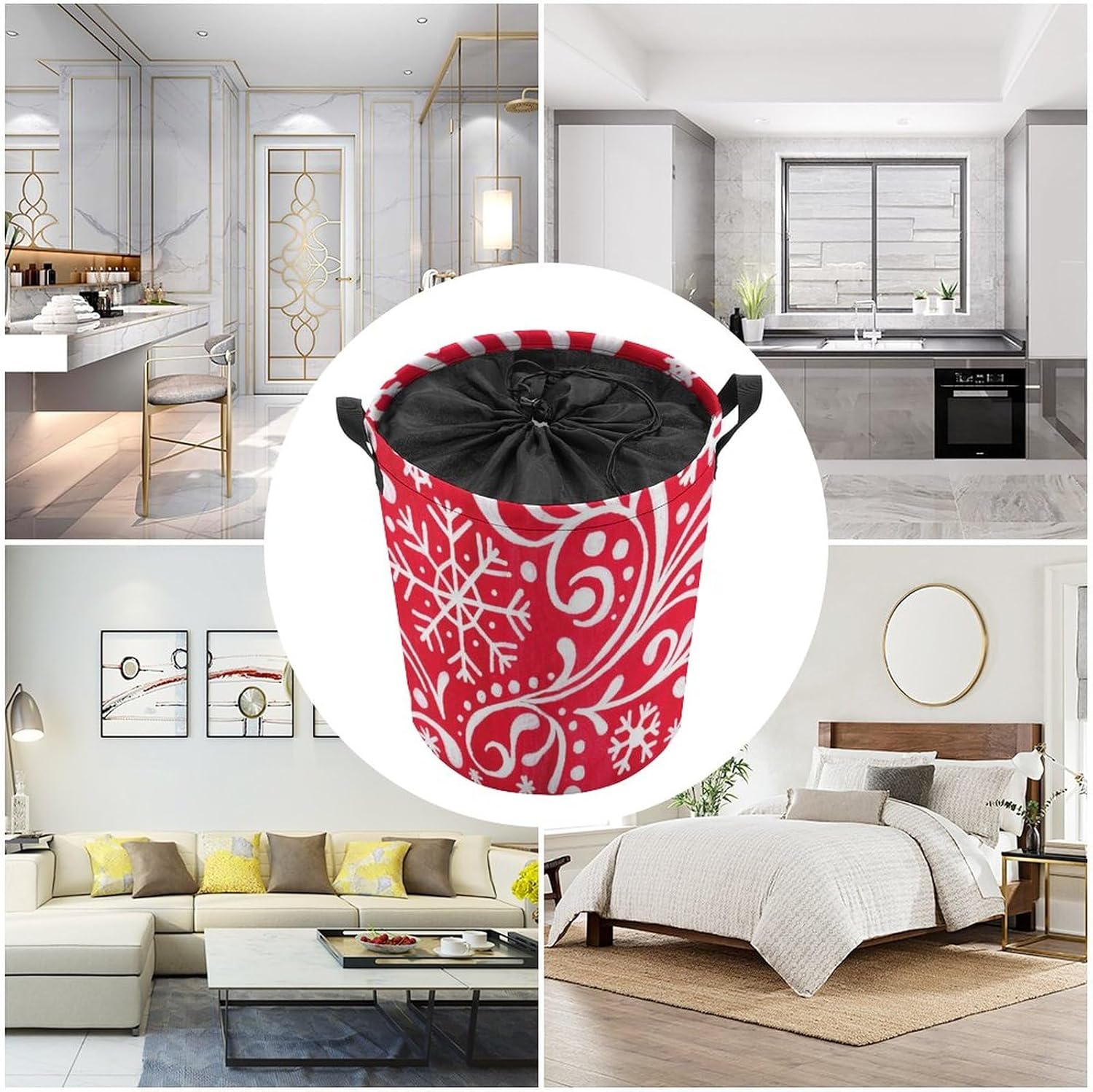 Christmas White Snowflakes Laundry Basket