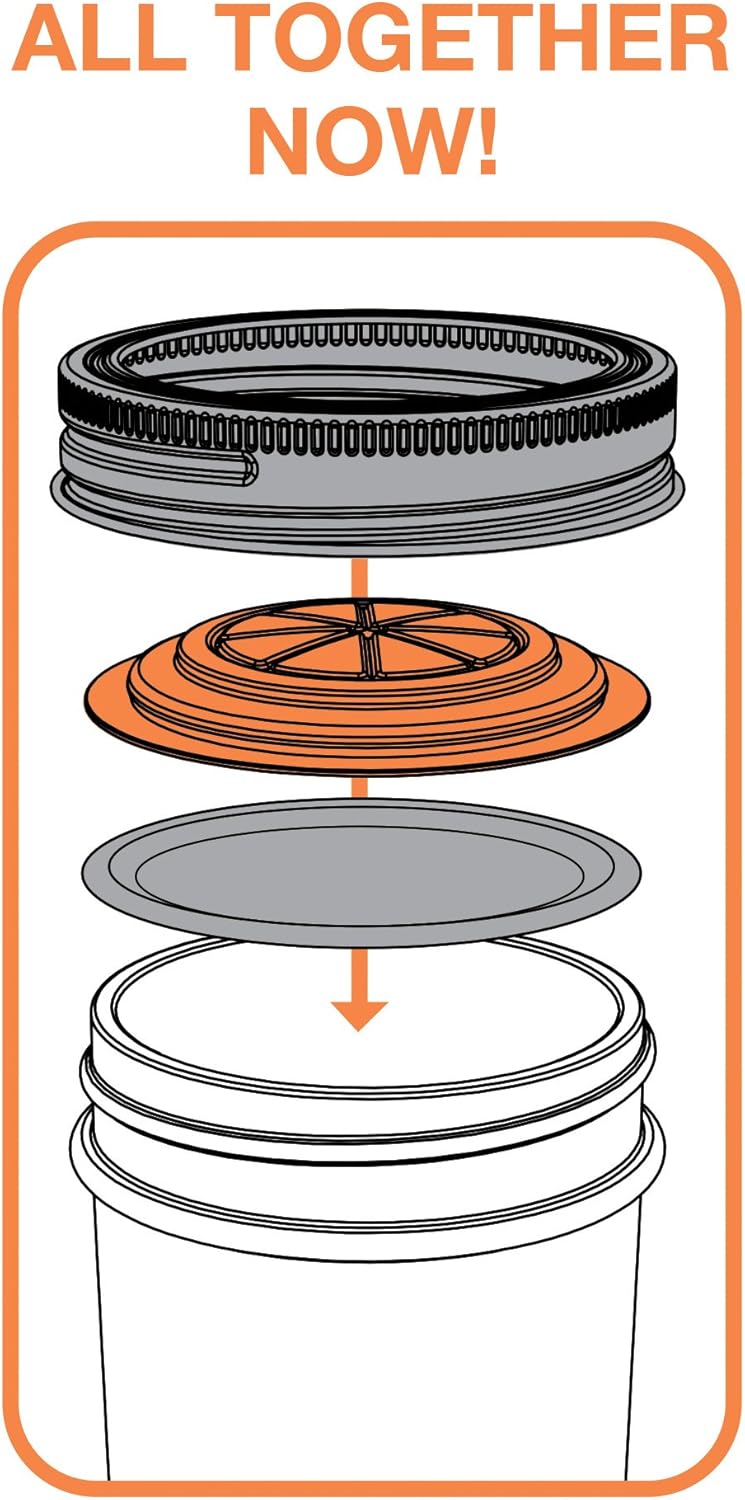 Jarware Orange JellyLid Set for Mason Jars Durable BPA Free