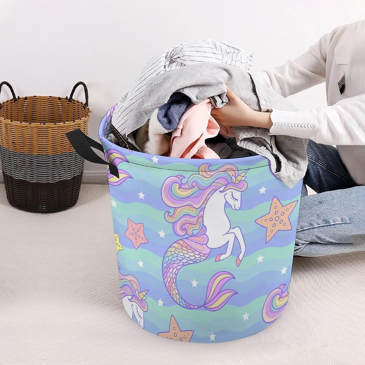 Seahorse Unicorn Starfish Laundry Basket