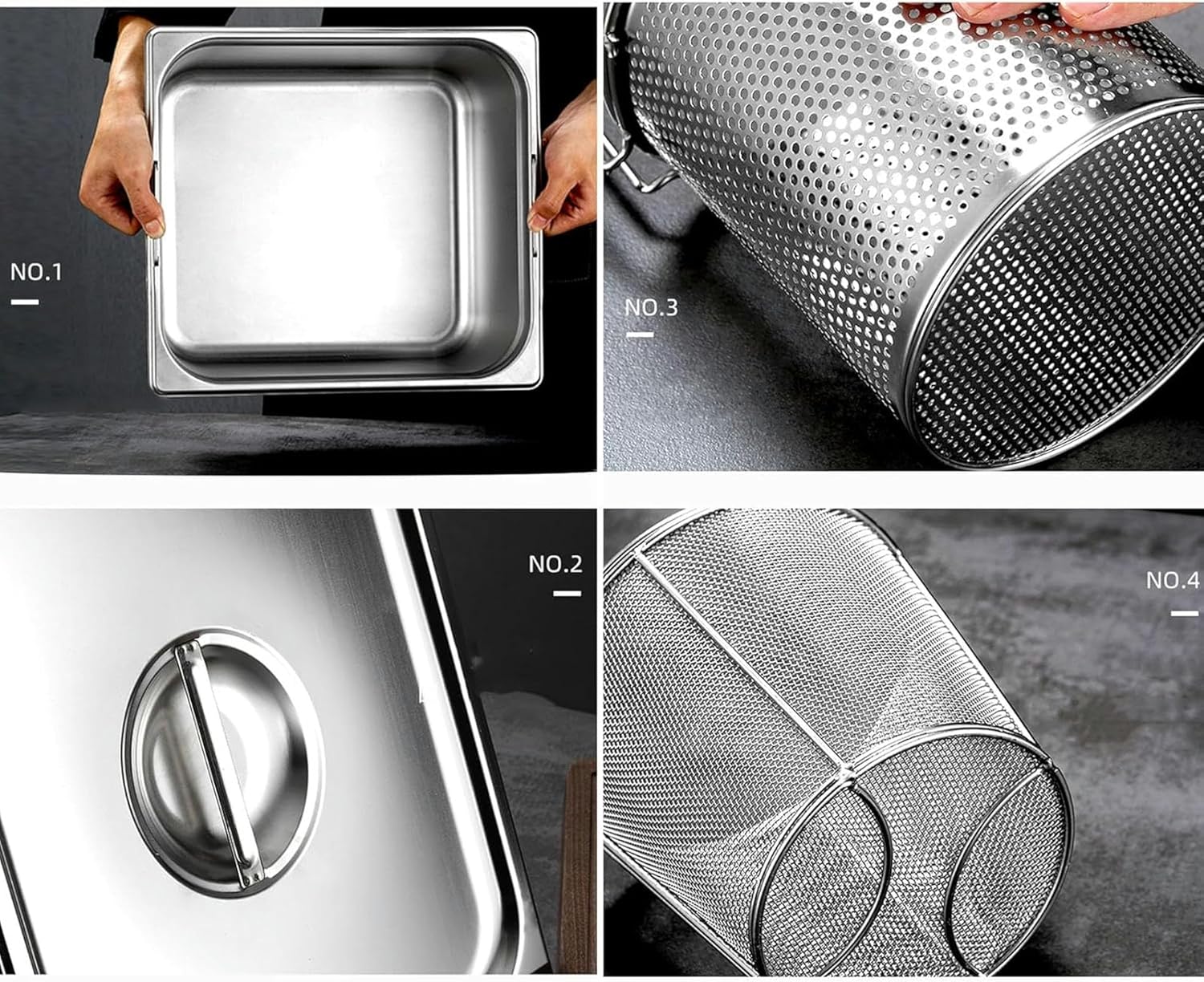 AttreX 4 Holes Square Pot with Colander