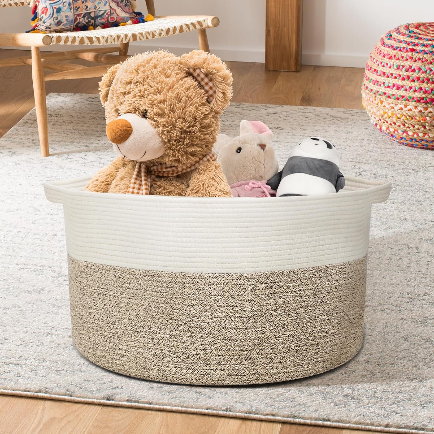 Fixwal Large Rope Laundry BasketSturdy Stylish Storage Basket