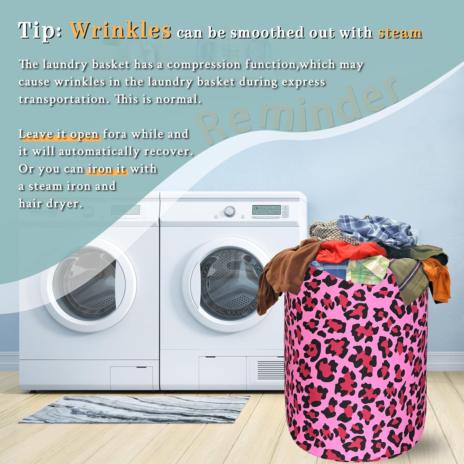 Pink Leopard Print Laundry Hamper