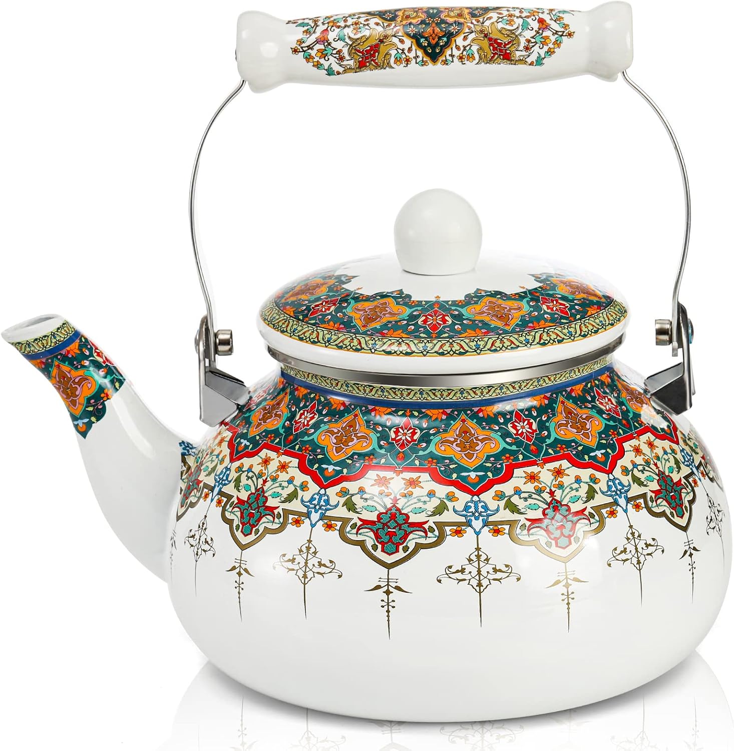 ZOOFOX 26 Quart Ceramic Tea Kettle Heat-Resistant Handle Stylish Design
