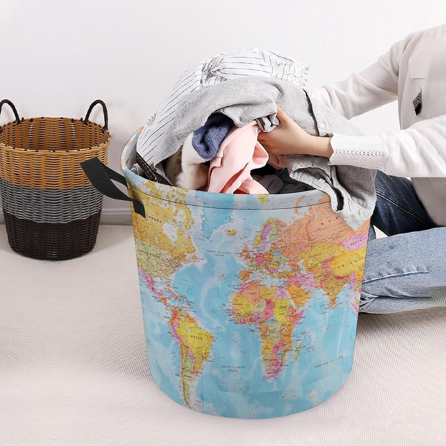World Map Laundry Hamper