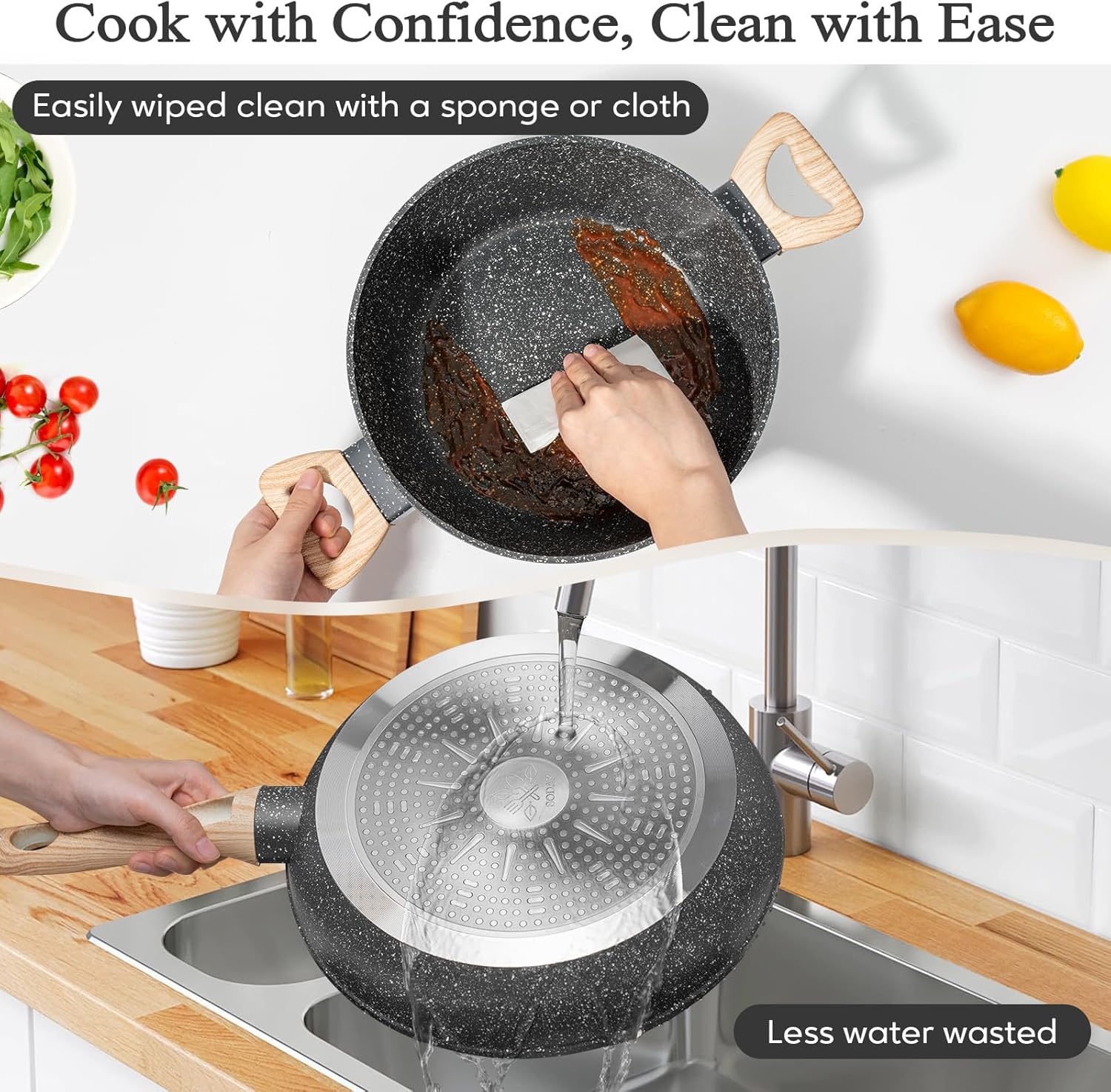 SODAY 12 Pcs Nonstick Cookware Set - Induction Safe Prevents Leaching Healthyeating Kitchen Crate