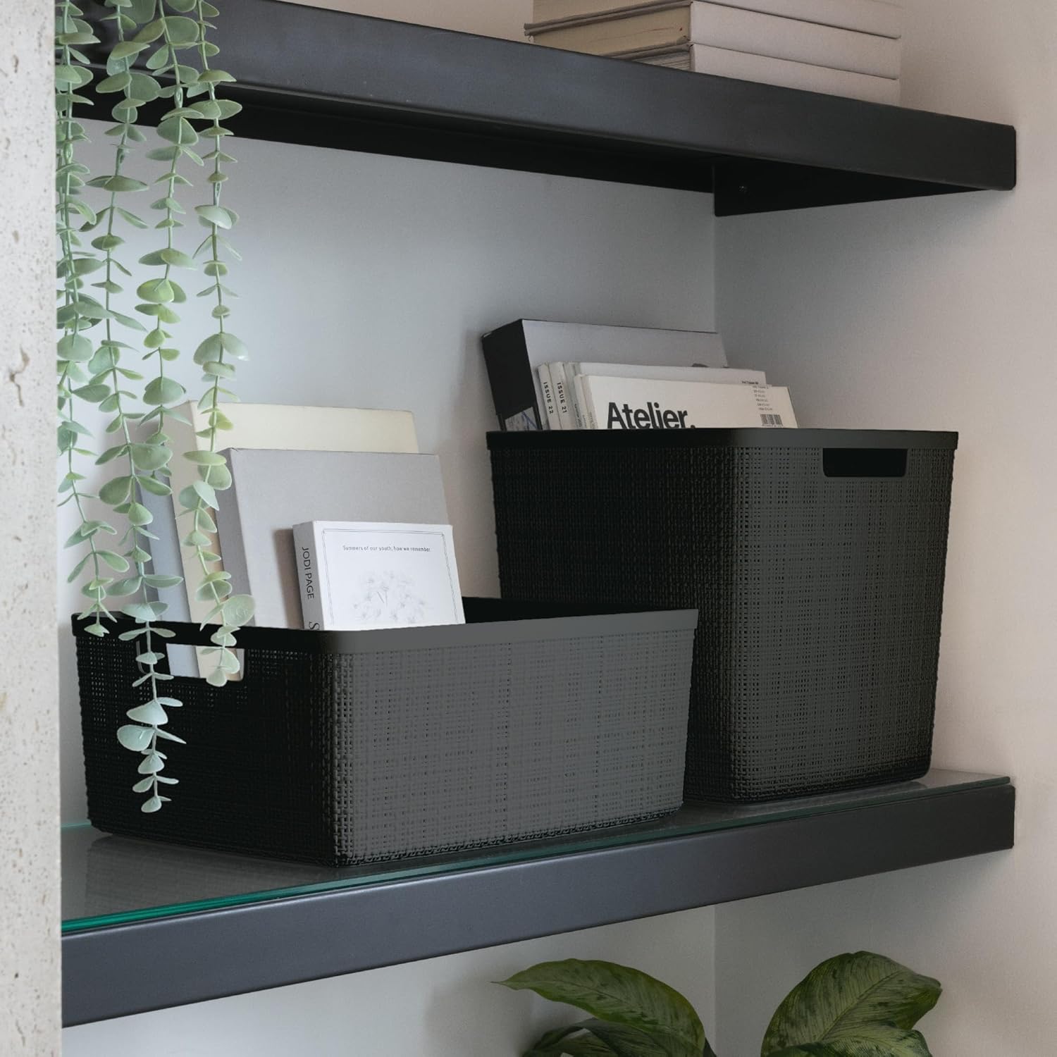 Curver Jute Plastic Cube Storage Organizer