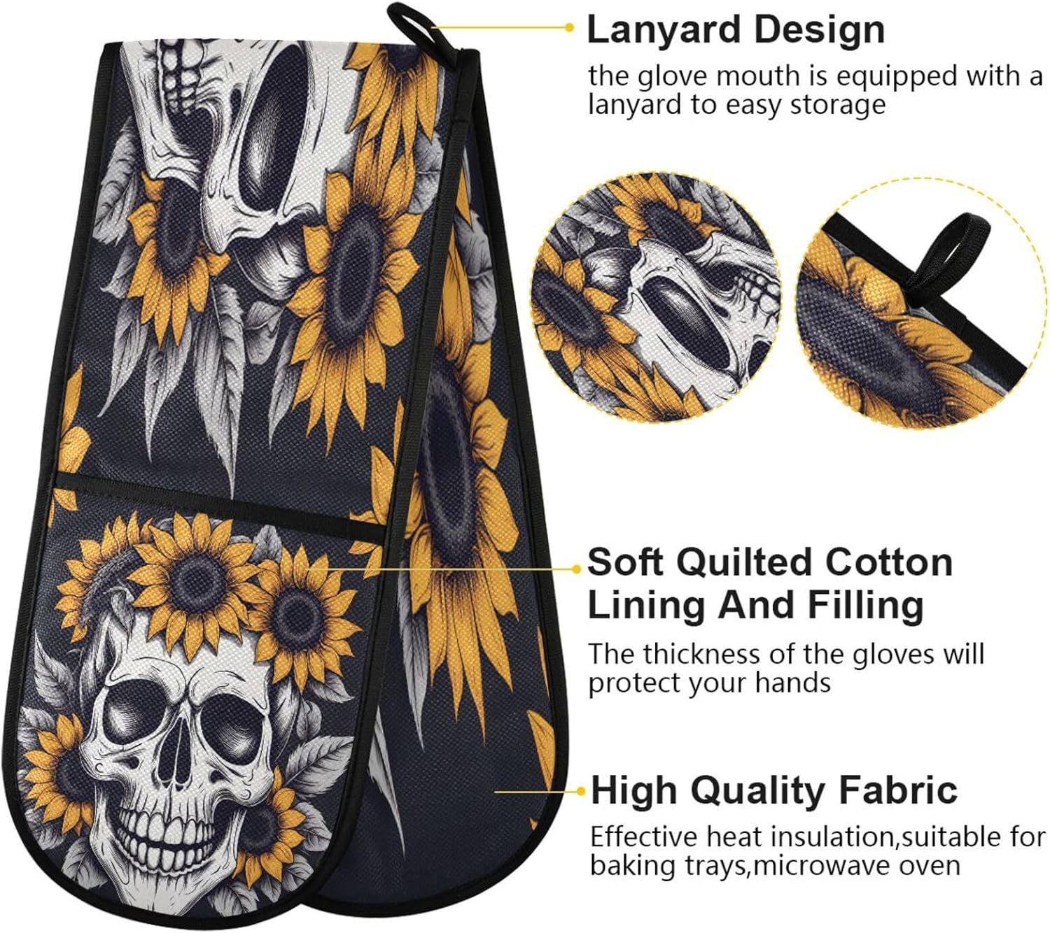 Halloween Skull Thermal Oven Mitts for Cooking Baking