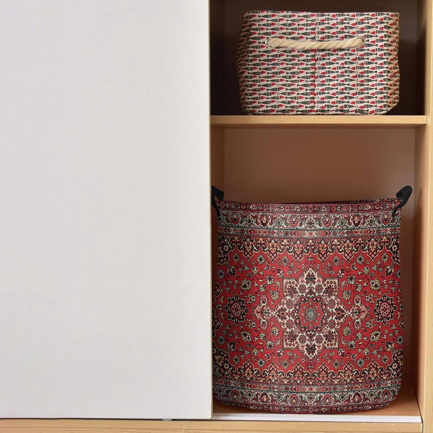 Abstract Red Collapsible Laundry Basket